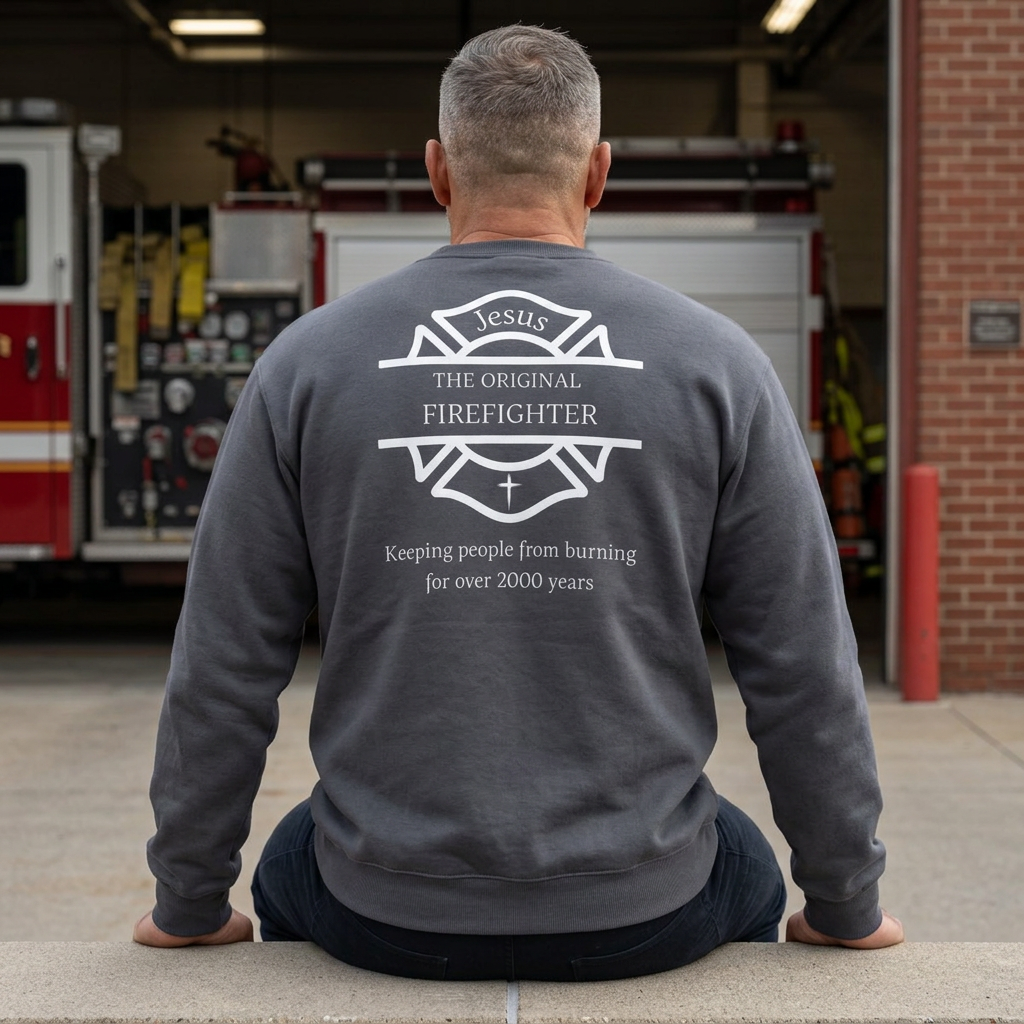 Jesus The Original Firefighter Christian Crewneck Sweatshirt