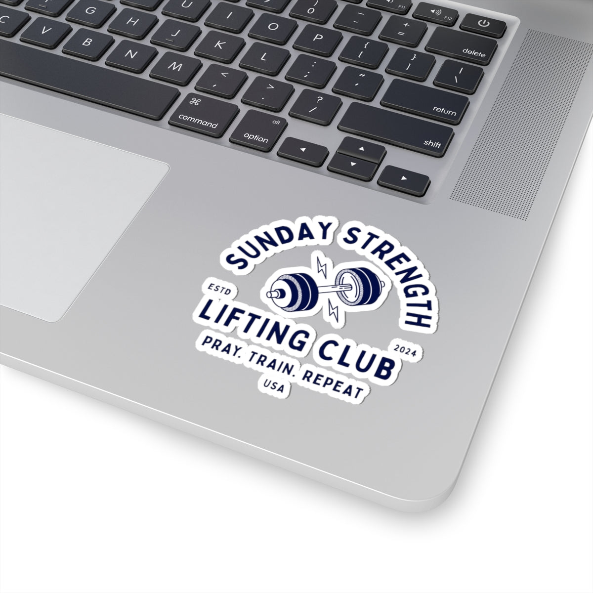 Sunday Lifting Club Sticker — "Pray Train Repeat" Gym Sticker