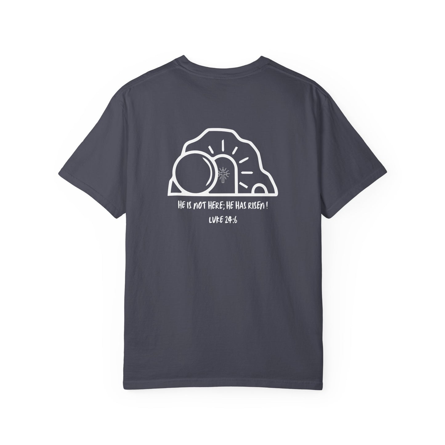 He Has Risen Christian T-Shirt | Luke 24:6 Resurrection Shirt | Comfort Colors 1717 Faith Tee