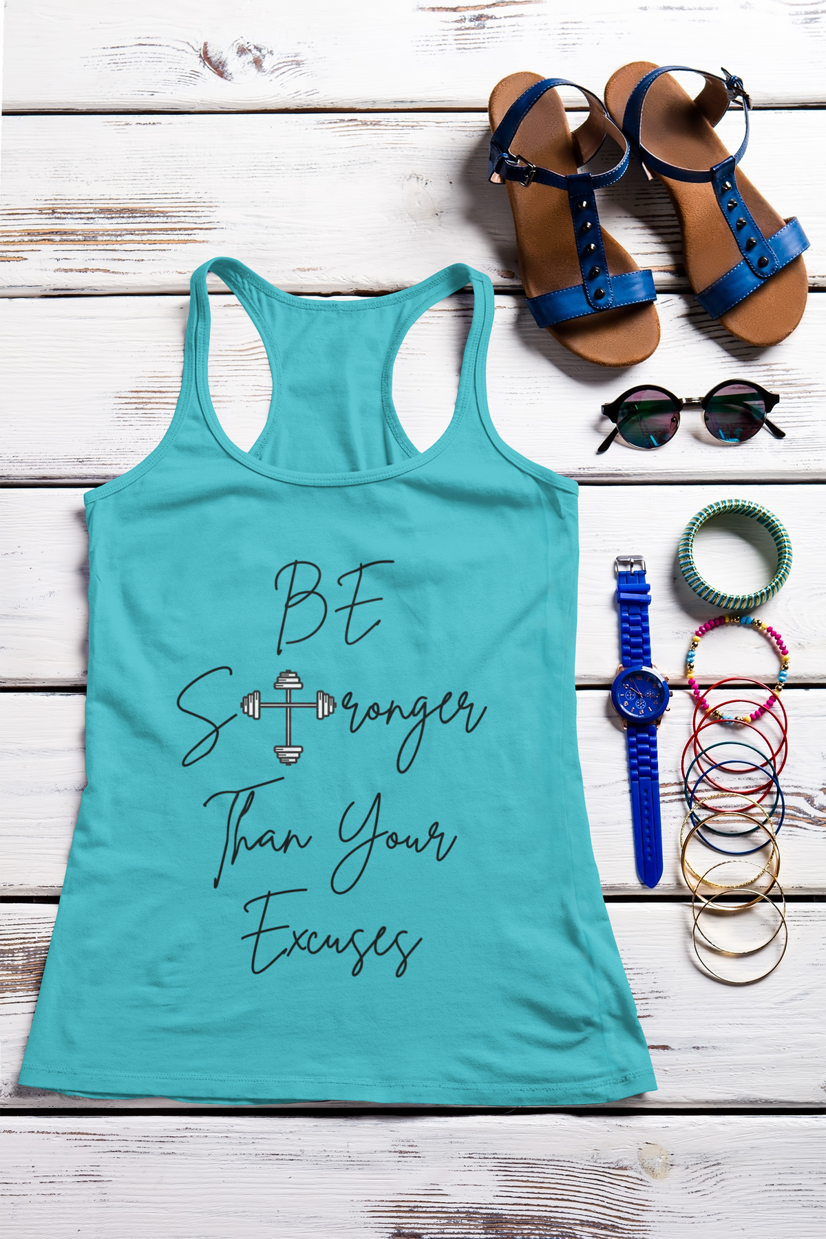 Be Stronger Than Your Excuses Tank Top – Motivational Fitness Tank | Next Level 1533
