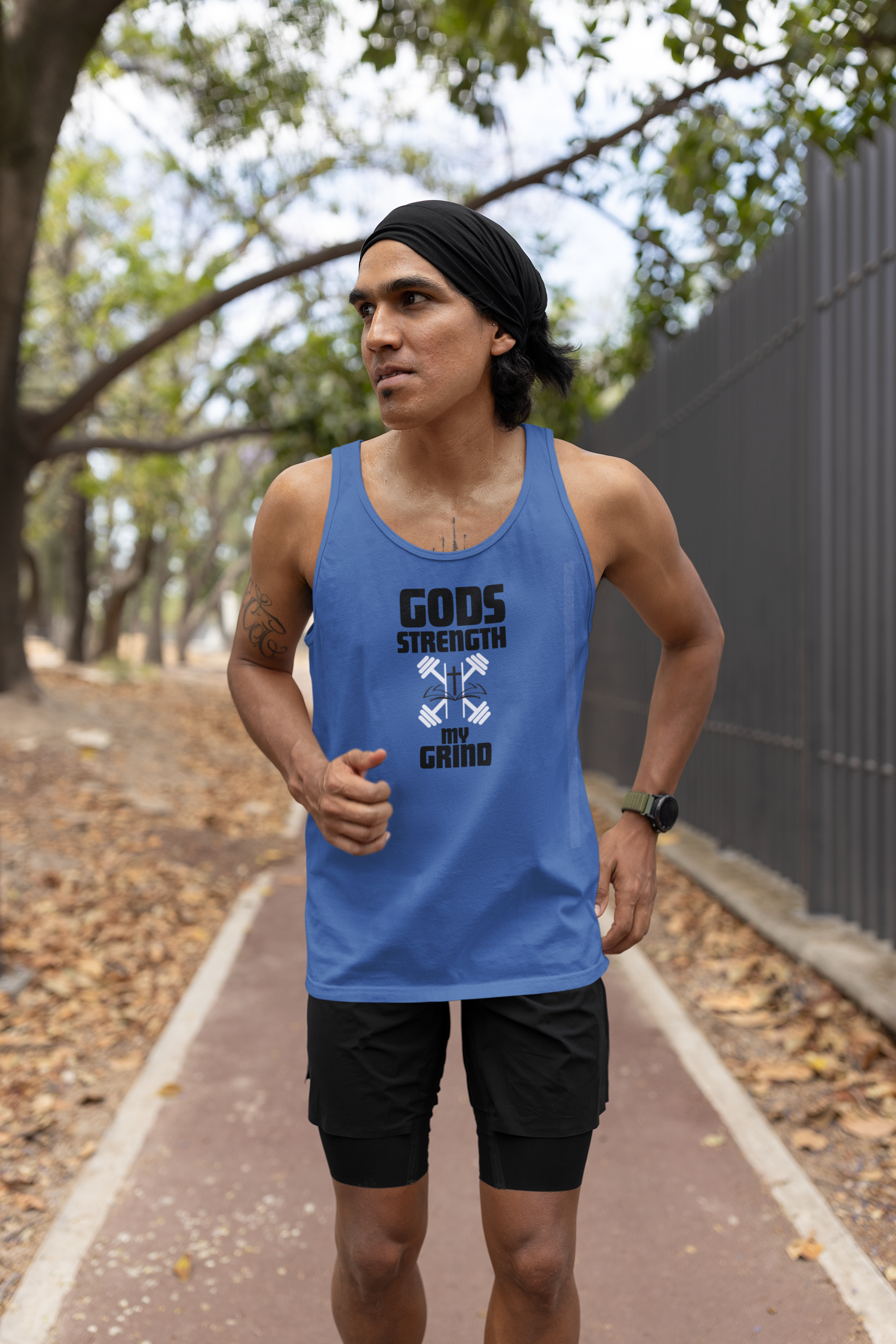 God’s Strength My Grind Christian Gym Tank – Bella+Canvas 3480 Faith Fitness Tank Top