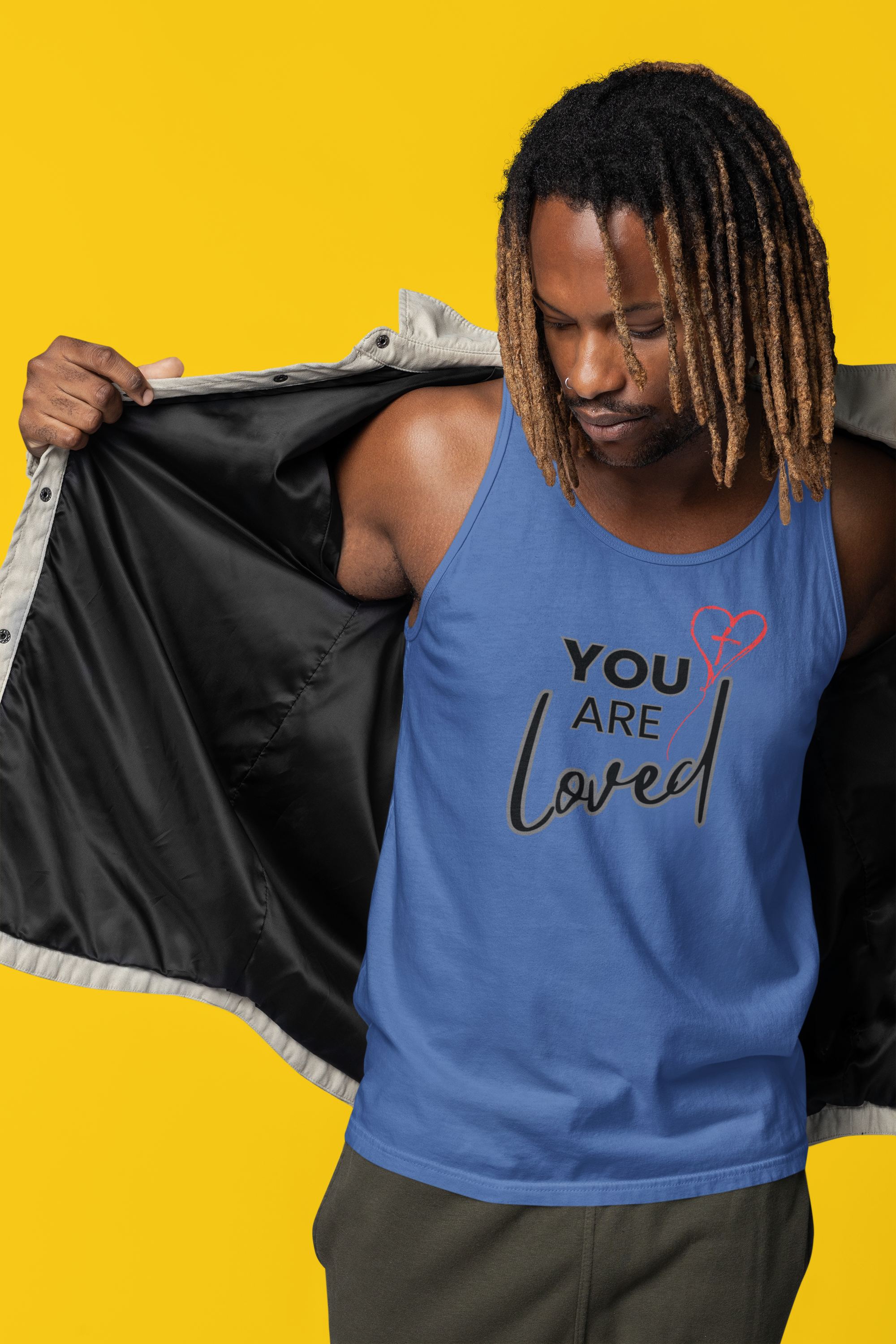 You Are Loved Tank Top, Christian Racerback Tank, Inspirational Faith Shirt, Encouragement Gift for Her, Women’s Workout or Summer Top, Bella Canvas 3480