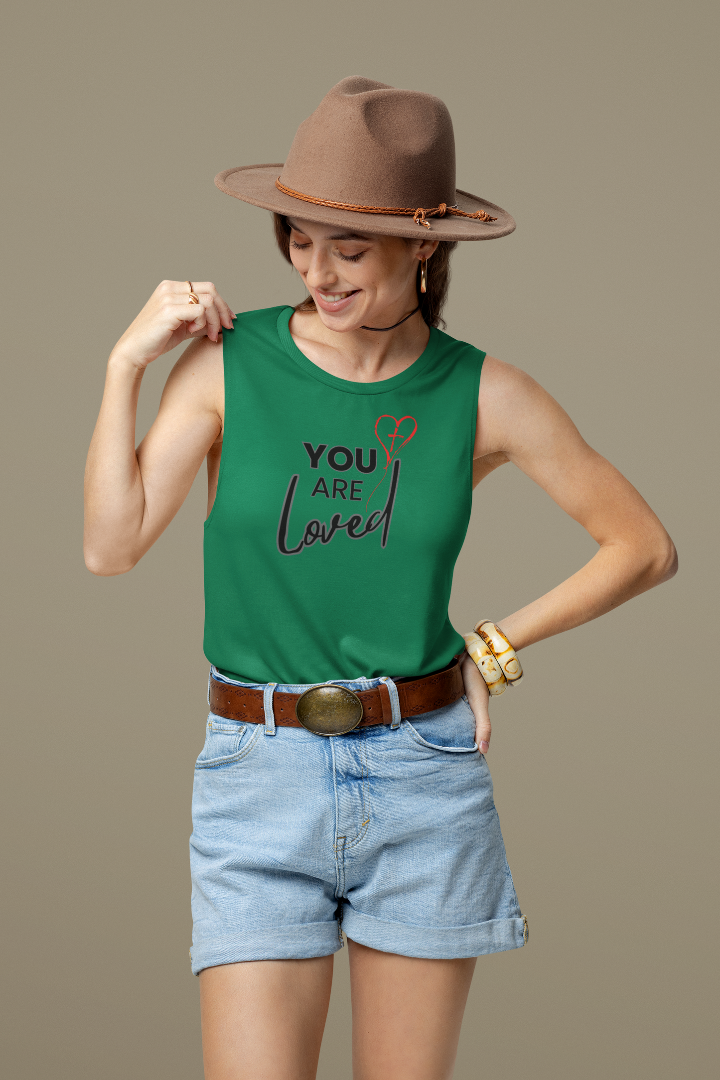 You Are Loved Tank Top, Christian Racerback Tank, Inspirational Faith Shirt, Encouragement Gift for Her, Women’s Workout or Summer Top, Bella Canvas 3480