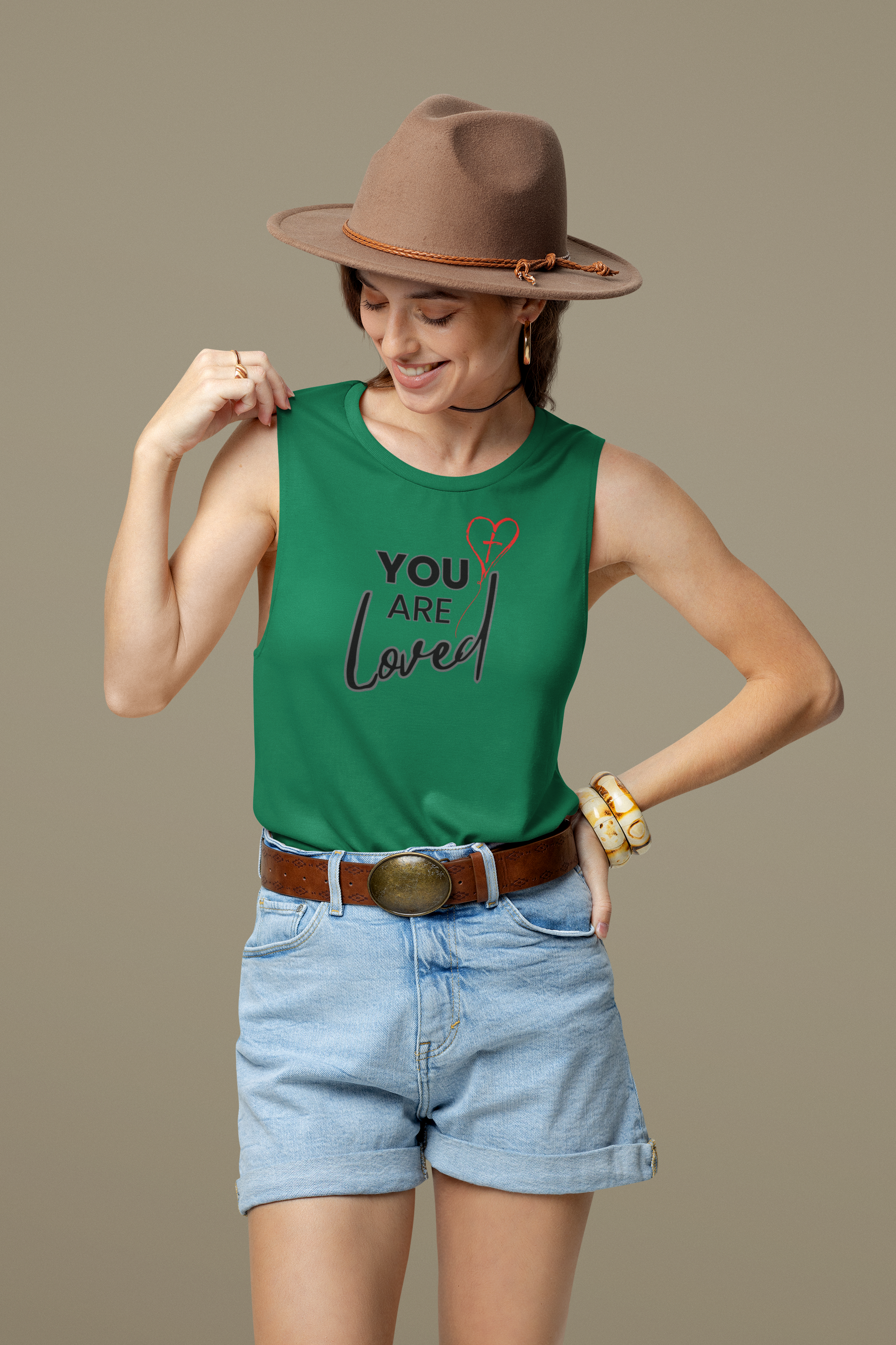 You Are Loved Tank Top, Christian Racerback Tank, Inspirational Faith Shirt, Encouragement Gift for Her, Women’s Workout or Summer Top, Bella Canvas 3480