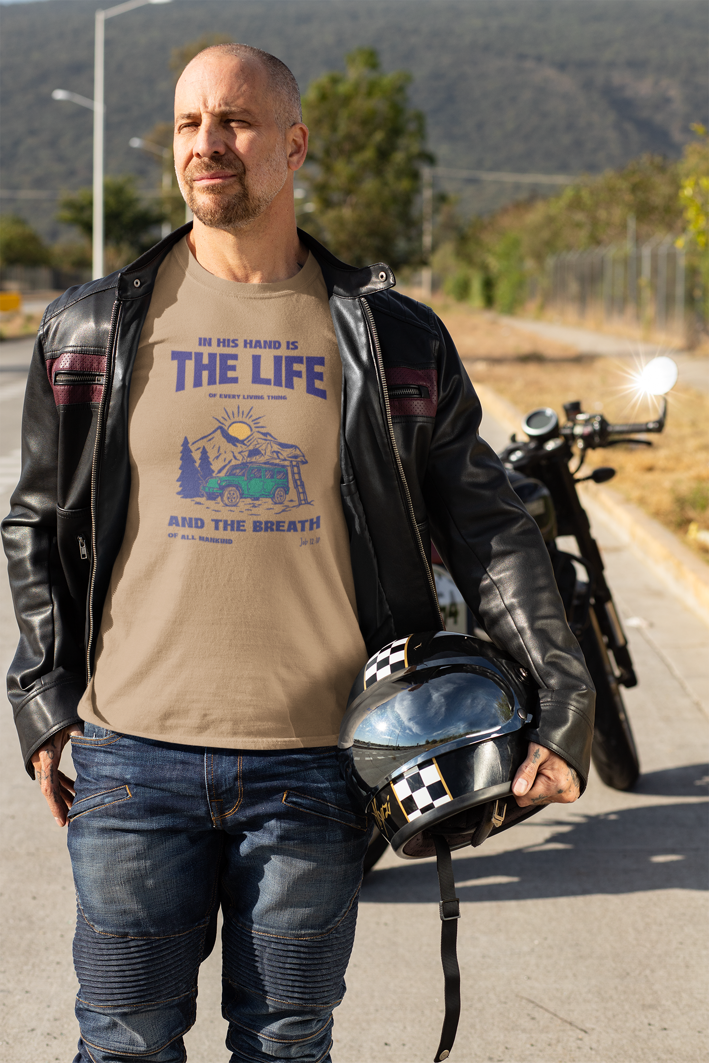 Job 12:10 Christian Shirt – In His Hands Is the Life of Everything Bible Verse T-Shirt | Gildan 5000