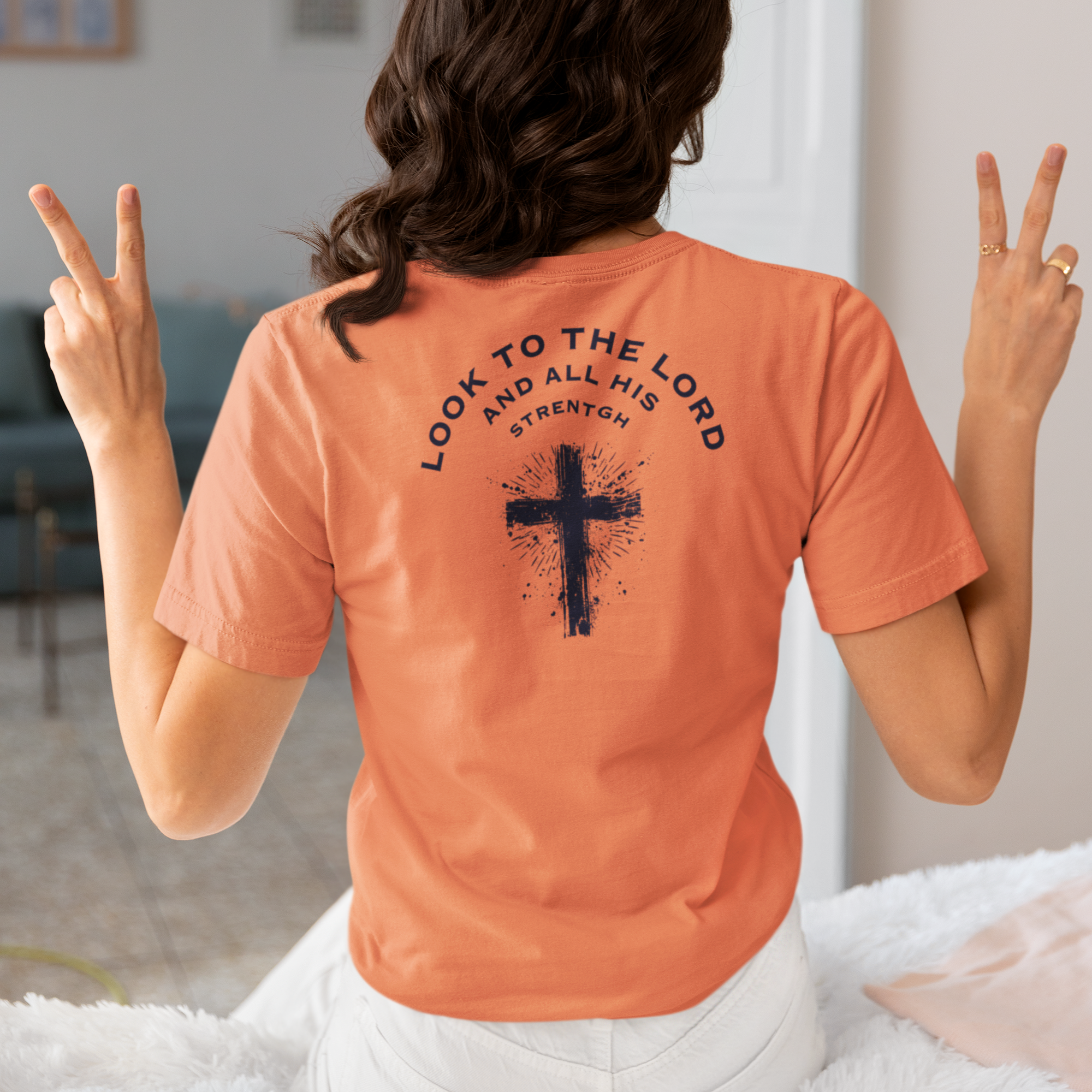 Look to the Lord and All His Strength Shirt – Christian Bible Verse T-Shirt | Bella+Canvas 3001 Faith Tee