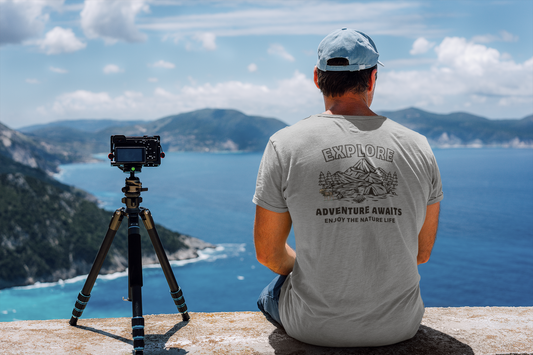 Explore Adventure Awaits Nature Graphic T-Shirt | Outdoor Adventure Tee