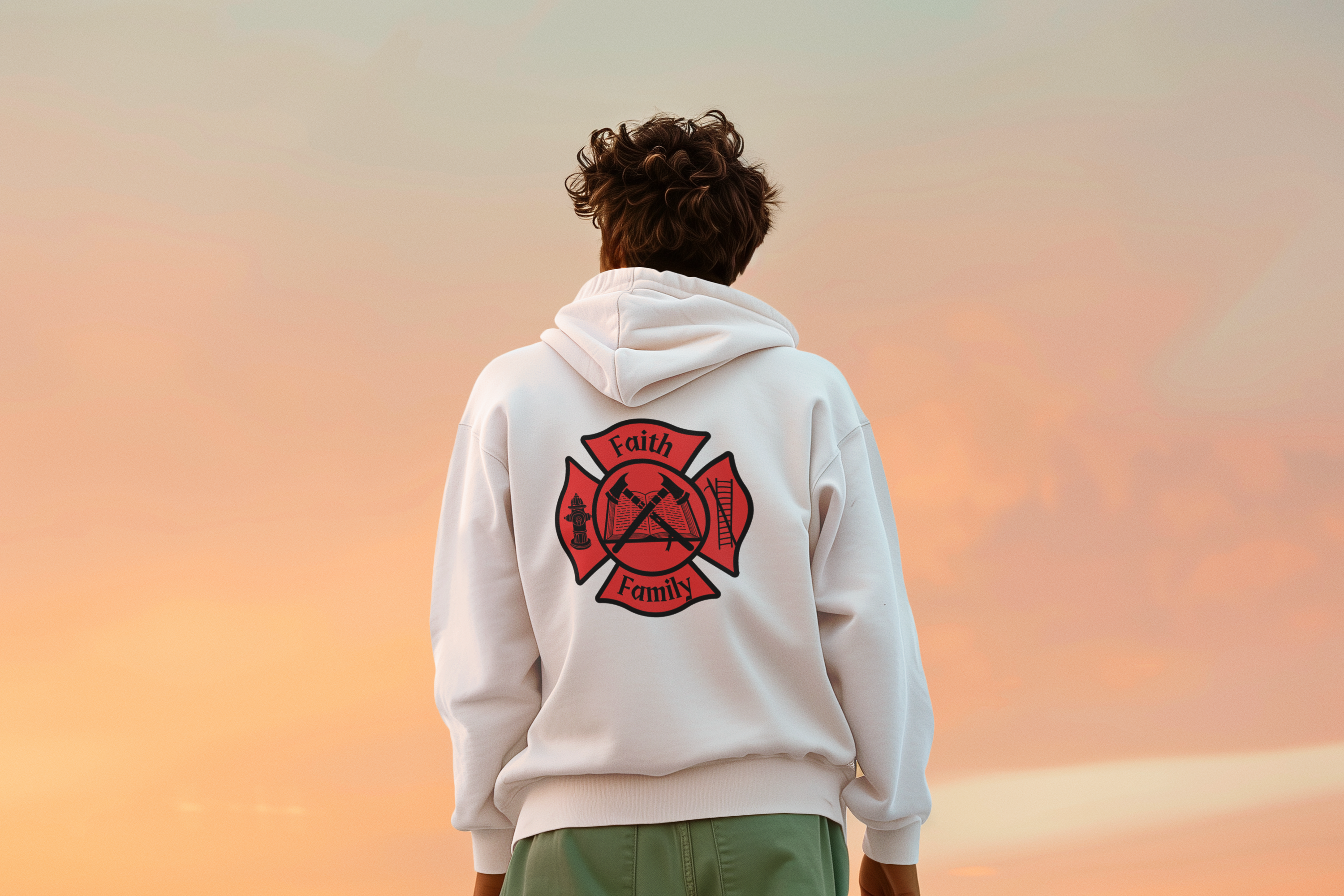 Faith and Family Firefighter Hoodie – Maltese Cross Christian Sweatshirt | Gildan 18500