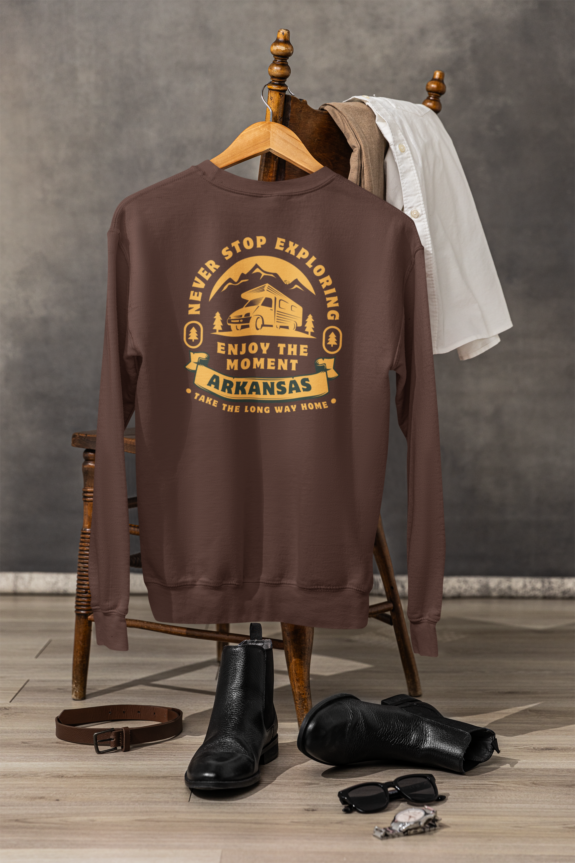 Arkansas Adventure Sweatshirt, Never Stop Exploring Shirt, Comfort Colors Crewneck, Enjoy the Moment Outdoor Sweatshirt, Arkansas Gift