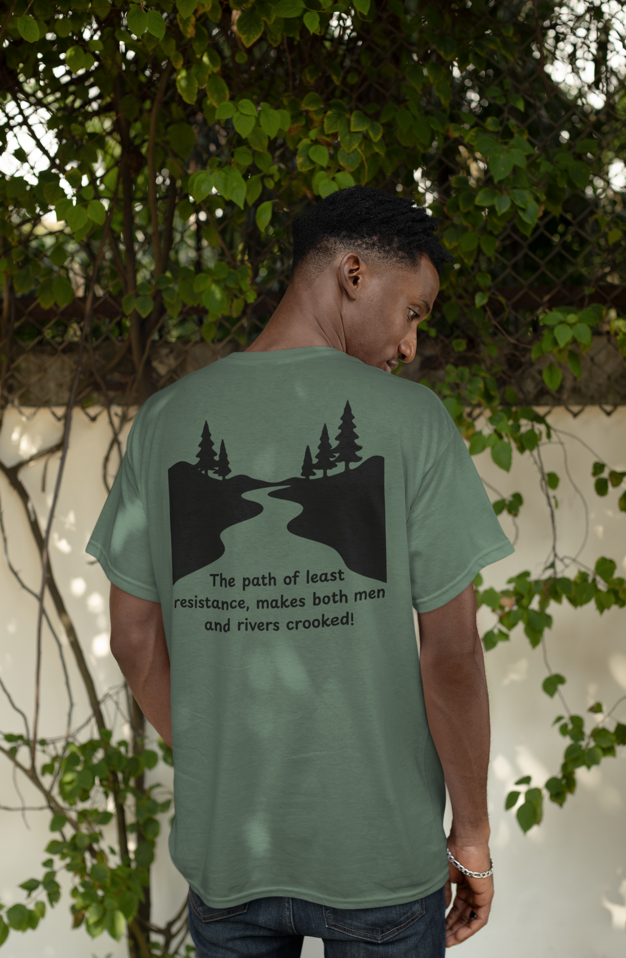 Faith Quote Shirt – The Path of Least Resistance Makes Both Men and Rivers Crooked – Christian Motivation Tee – Faith Based Apparel – Gildan 64000 Unisex Shirt