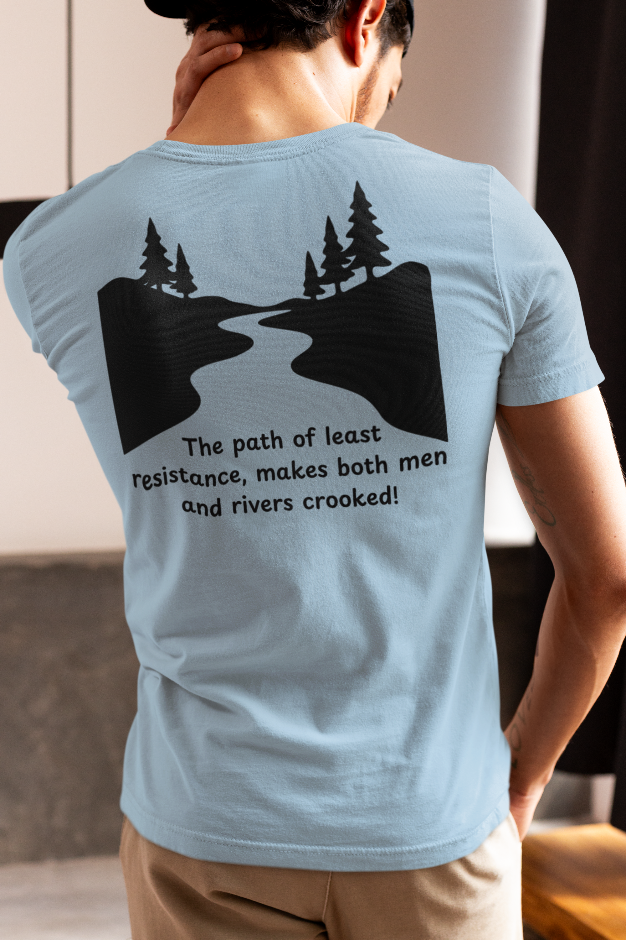 Faith Quote Shirt – The Path of Least Resistance Makes Both Men and Rivers Crooked – Christian Motivation Tee – Faith Based Apparel – Gildan 64000 Unisex Shirt