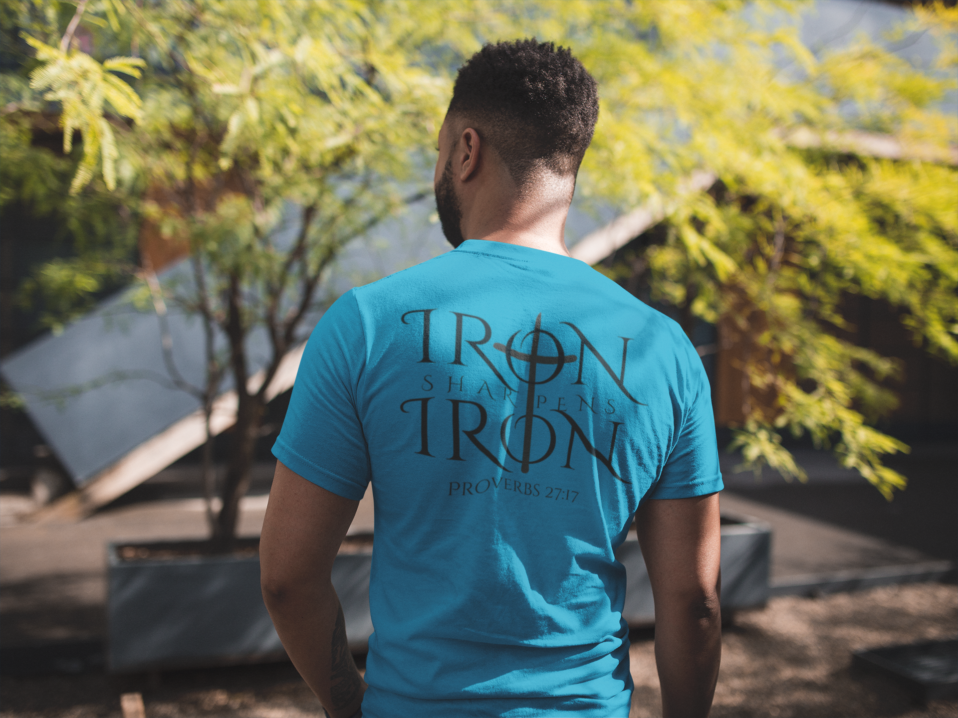 Iron Sharpens Iron Christian Shirt – Proverbs 27:17 Faith Brotherhood T-Shirt | Gildan 5000