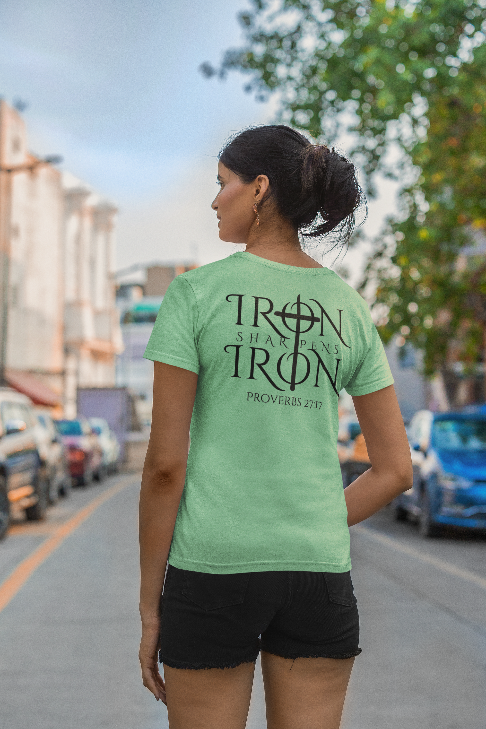Iron Sharpens Iron Christian Shirt – Proverbs 27:17 Faith Brotherhood T-Shirt | Gildan 5000