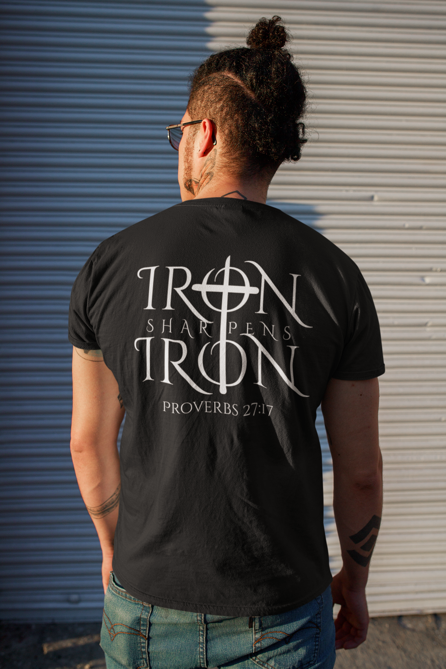 Iron Sharpens Iron Christian Shirt – Proverbs 27:17 Faith Brotherhood T-Shirt | Gildan 5000