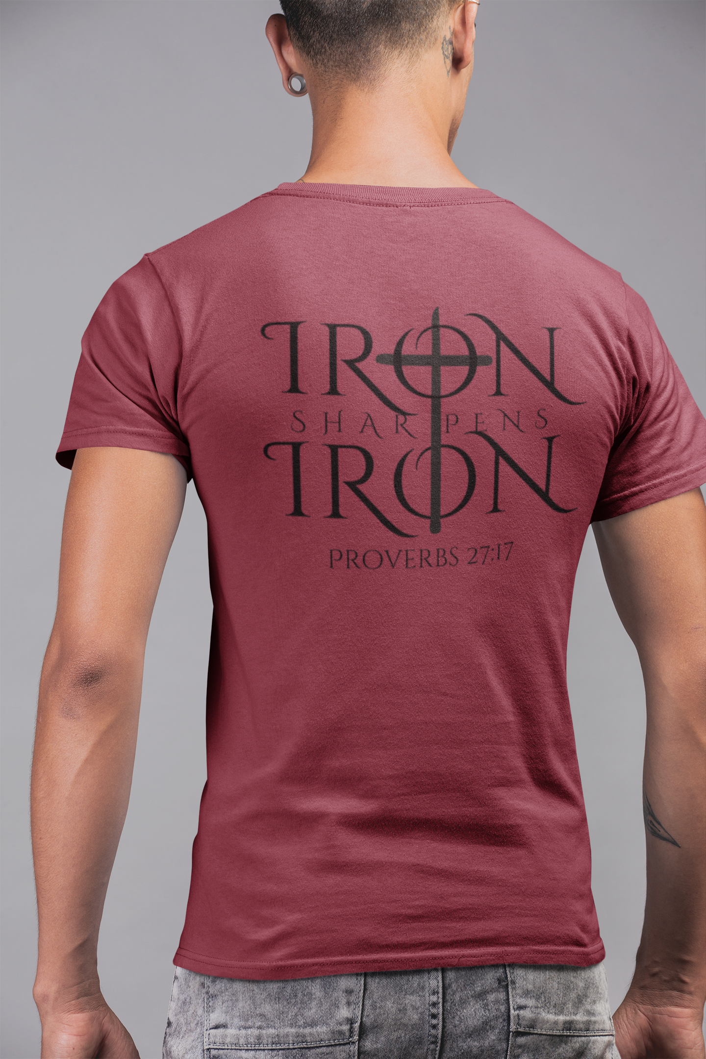 Iron Sharpens Iron Christian Shirt – Proverbs 27:17 Faith Brotherhood T-Shirt | Gildan 5000