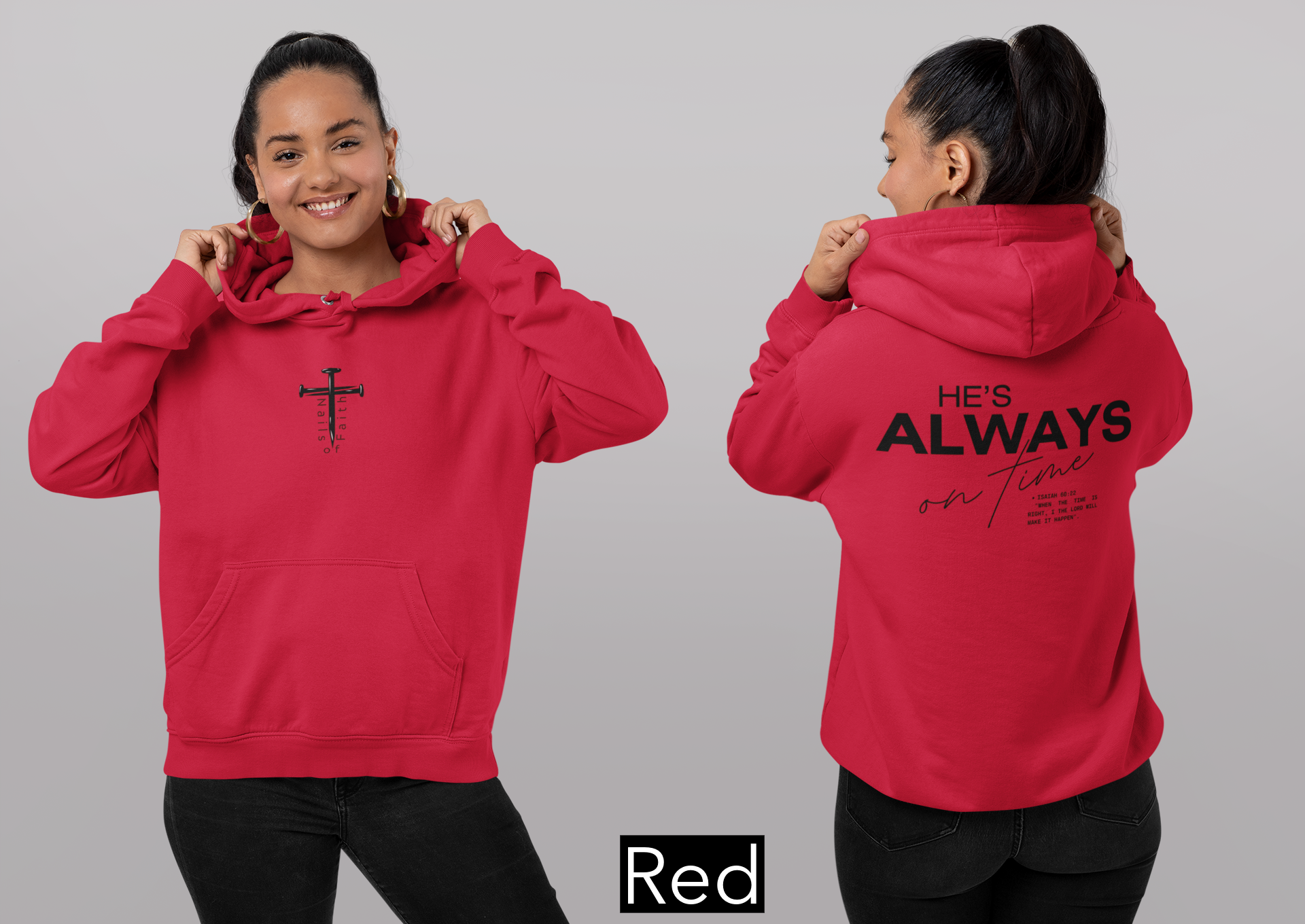 He’s Always On Time Christian Hoodie – Isaiah 60:22 Faith Sweatshirt | Gildan SF500 Hoodie