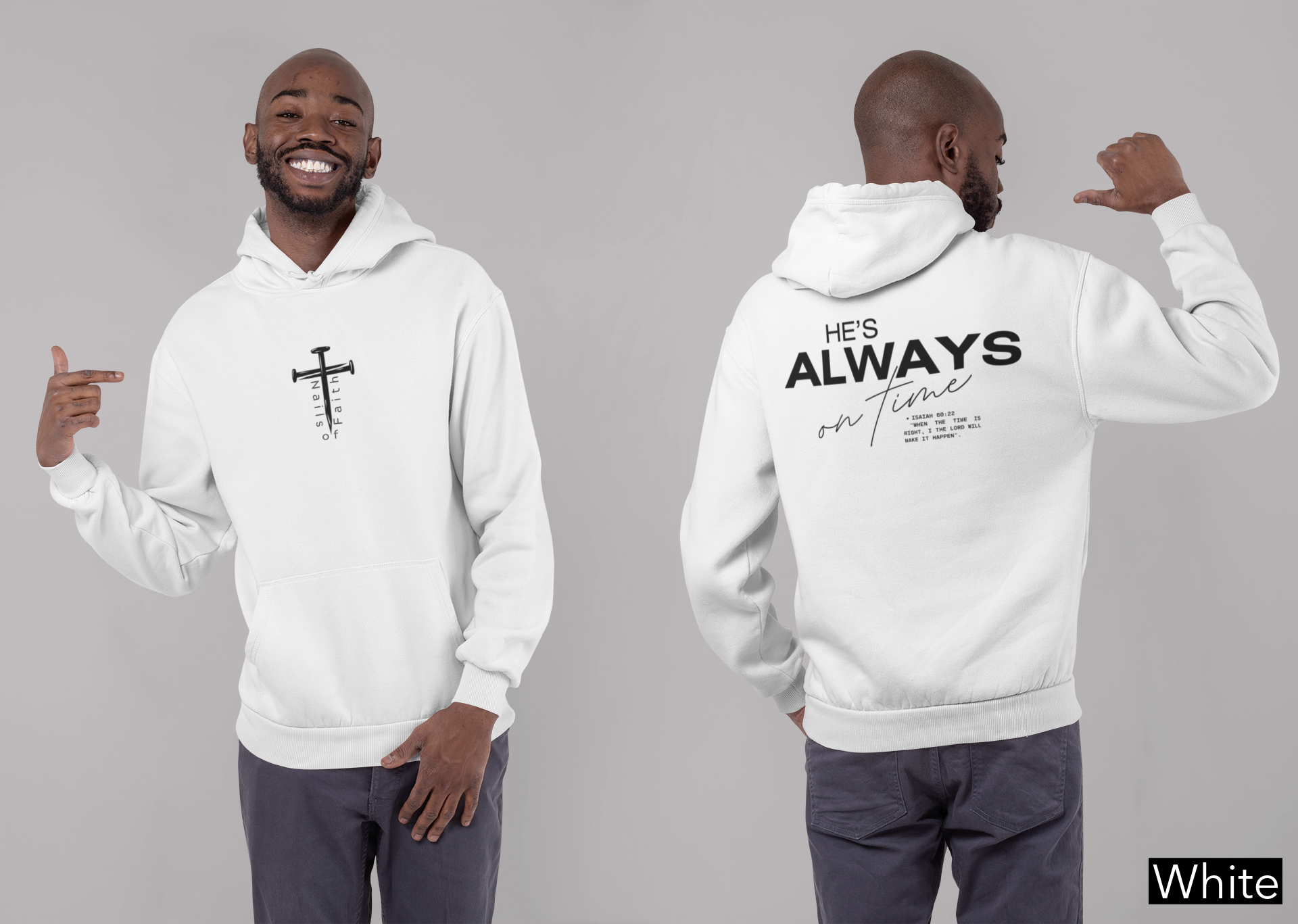 He’s Always On Time Christian Hoodie – Isaiah 60:22 Faith Sweatshirt | Gildan SF500 Hoodie