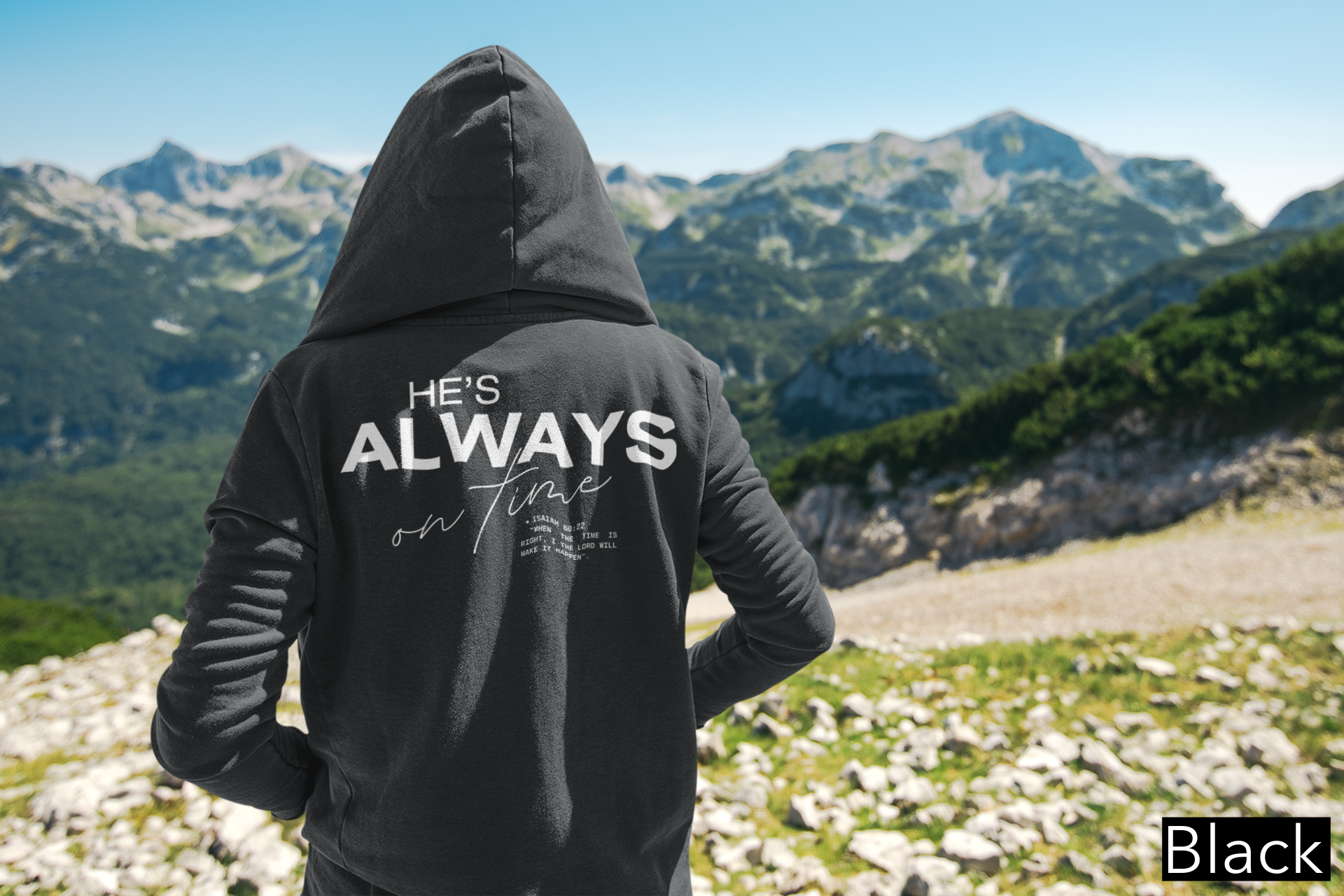 He’s Always On Time Christian Hoodie – Isaiah 60:22 Faith Sweatshirt | Gildan SF500 Hoodie
