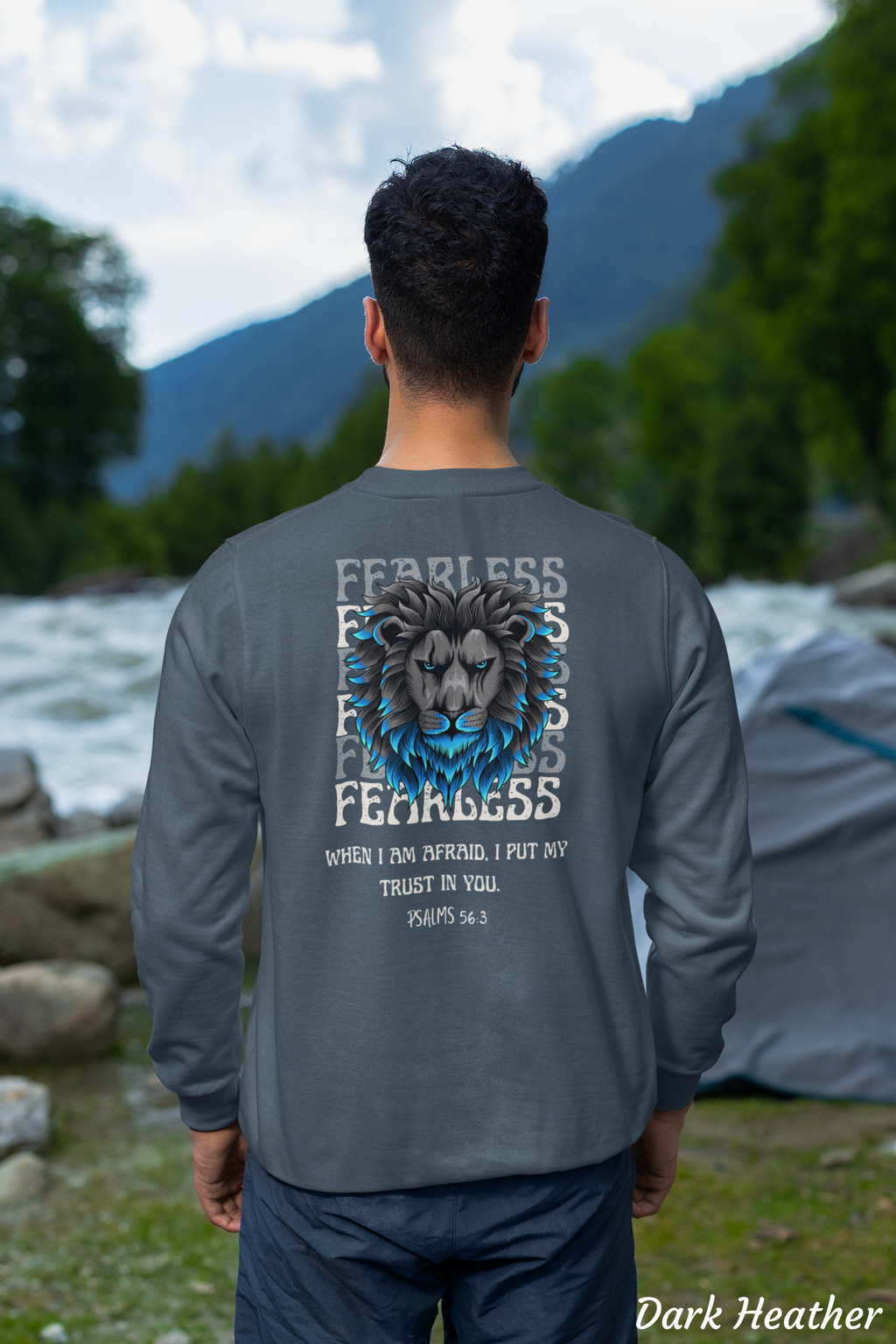 Fearless Lion Sweatshirt – Psalms 56:3 - Unisex Heavy Blend Crewneck with Inspirational Design