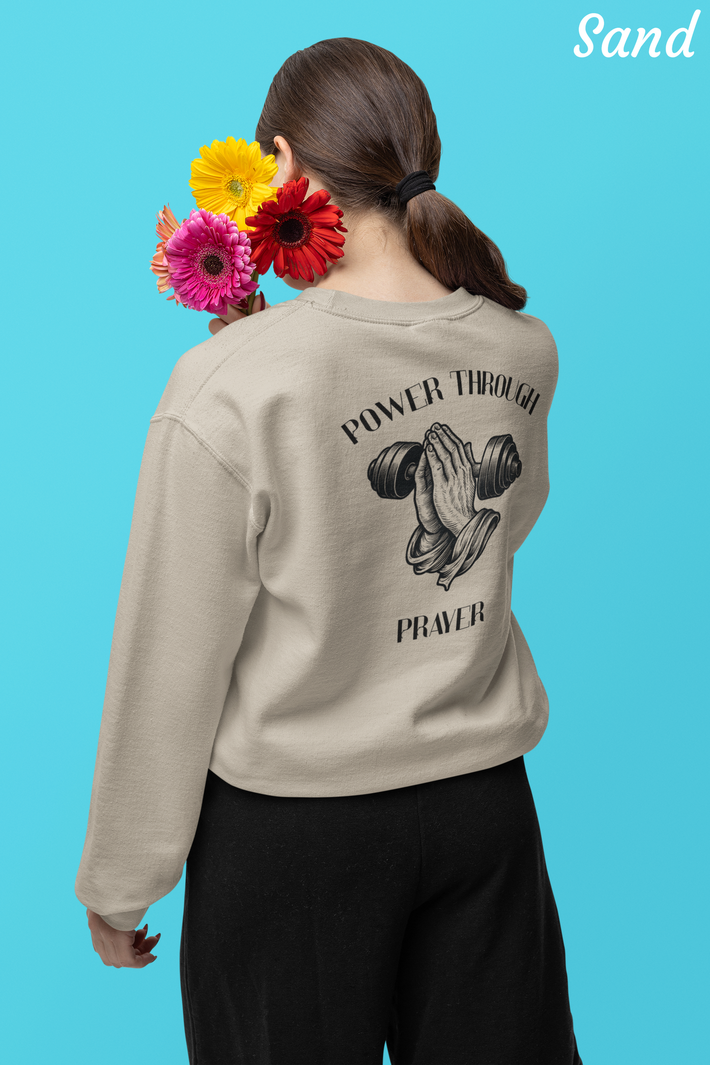 Power Through Prayer Christian Sweatshirt | Faith Gym Crewneck | Unisex Pullover