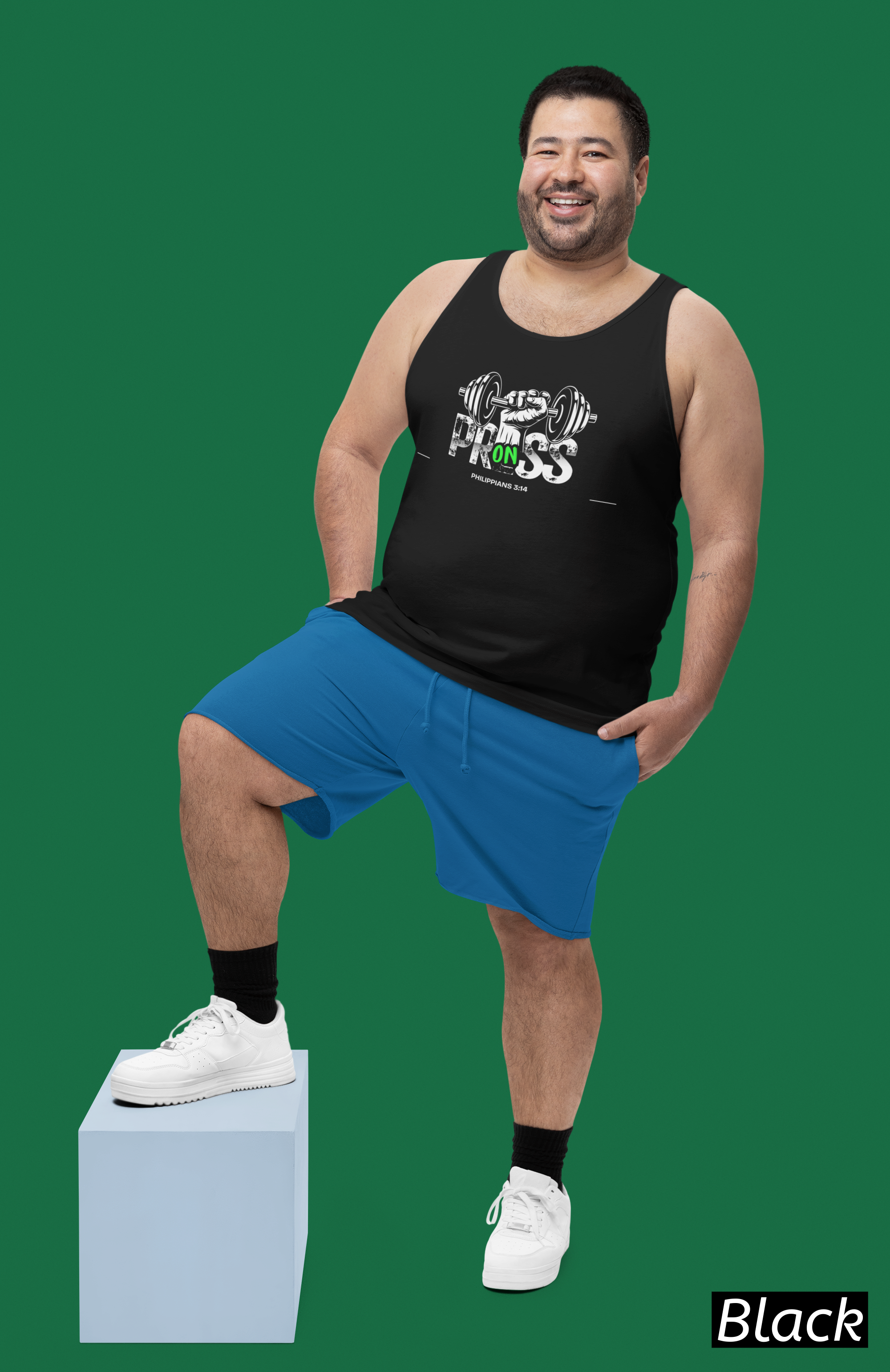 Press On Christian Tank Top – Faith Fitness Workout Tank | Bella+Canvas Tank | Philippians 3:14