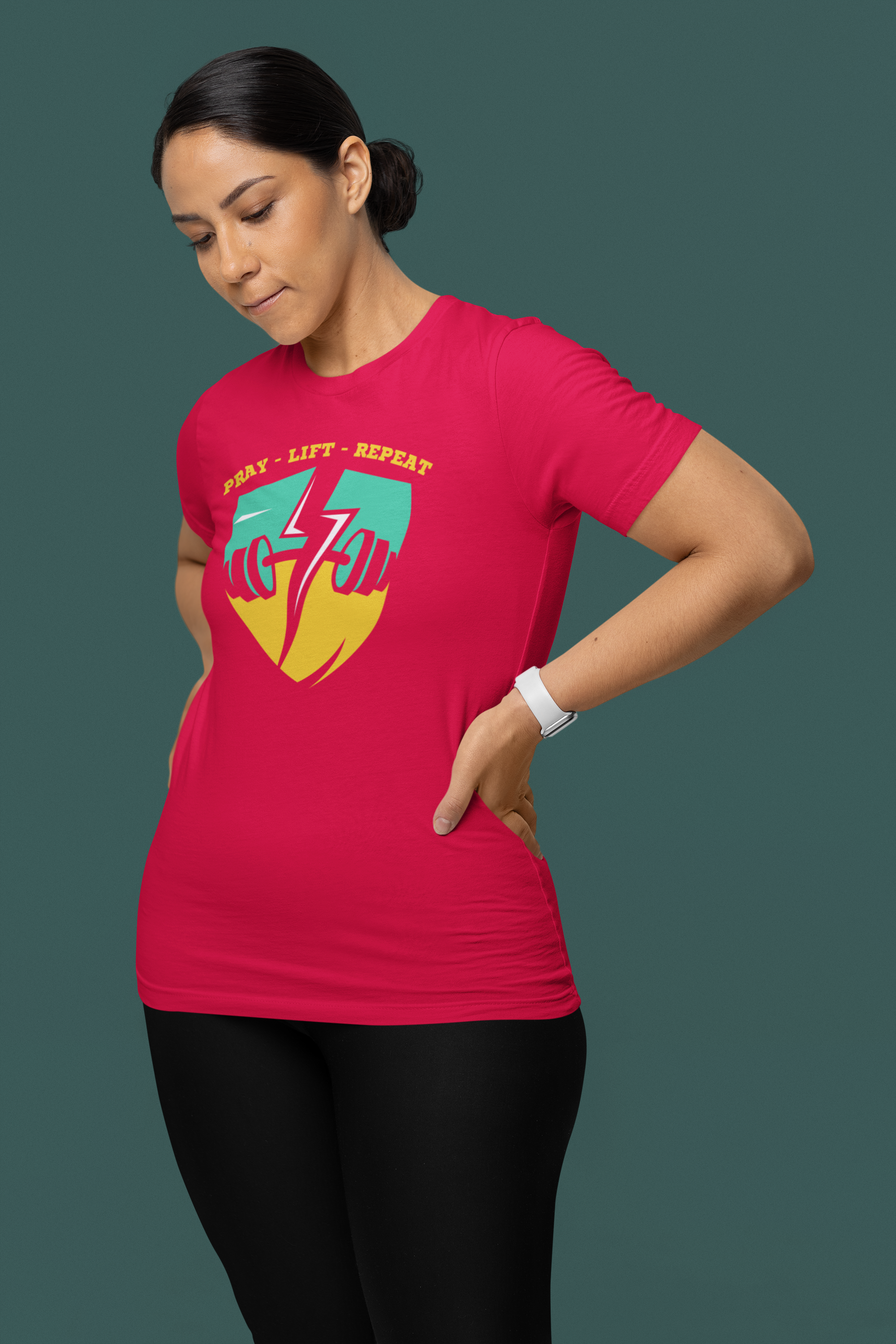 Pray Lift Repeat Shirt, Christian Gym T-Shirt, Faith Fitness Tee, Religious Workout Shirt, Gildan 5000 Christian Apparel