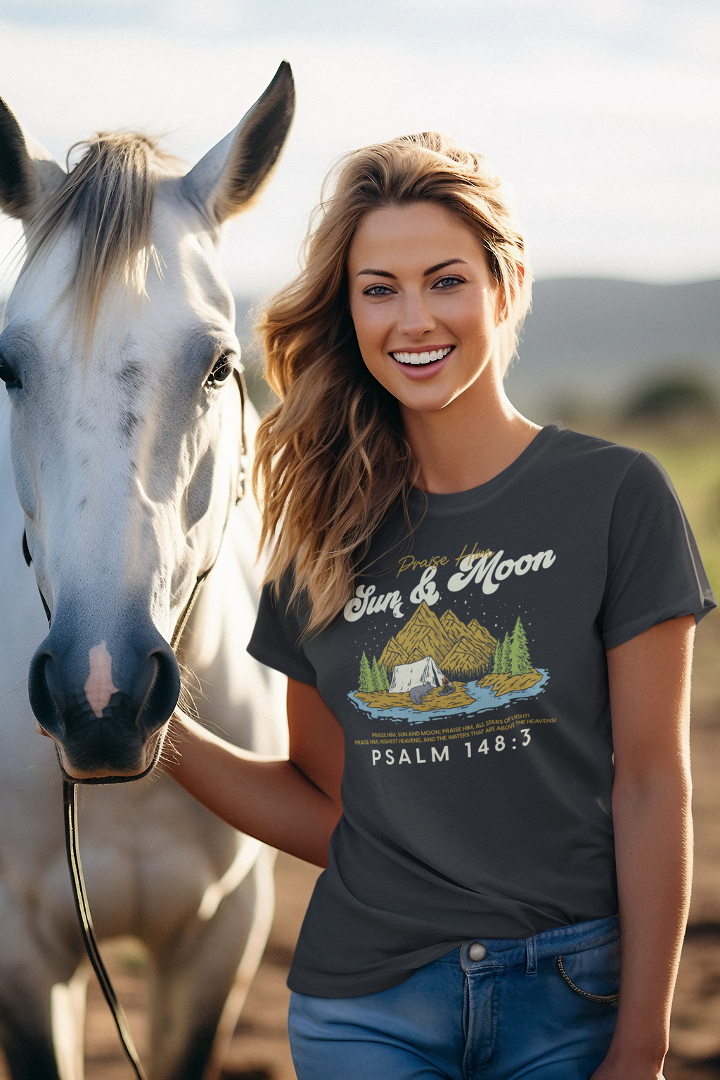 Sun and Moon Praise Him Shirt, Psalms 148:3 Christian T-Shirt, Comfort Colors 1717 Worship Tee, Bible Verse Shirt, Faith Based Apparel