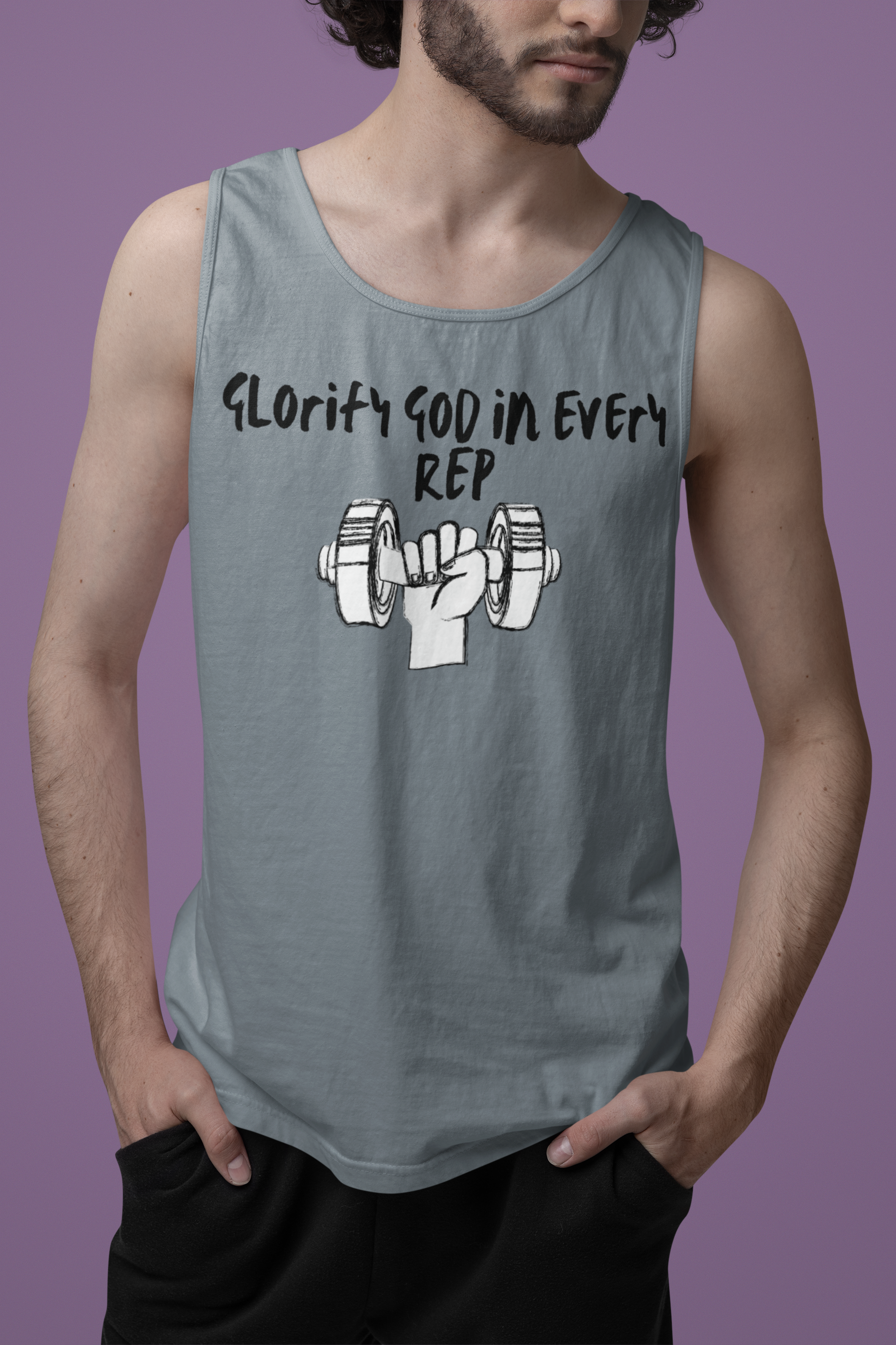 Glorify God in Every Rep Christian Gym Tank – Comfort Colors 9360 Faith Fitness Tank
