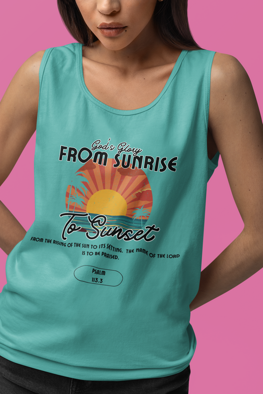 God’s Glory from Sunrise to Sunset Christian Tank Top – Comfort Colors 9360 Faith Shirt