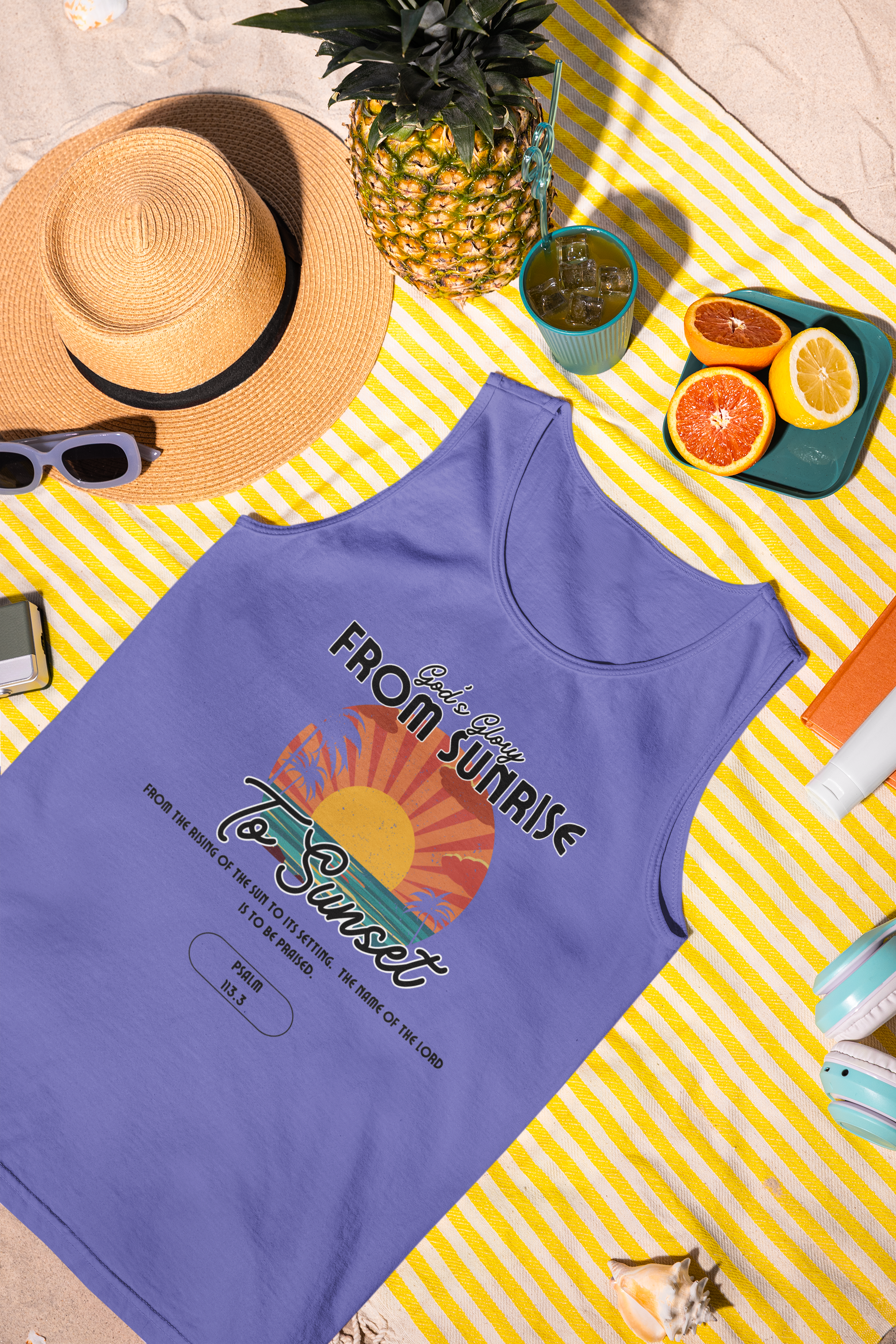 God’s Glory from Sunrise to Sunset Christian Tank Top – Comfort Colors 9360 Faith Shirt