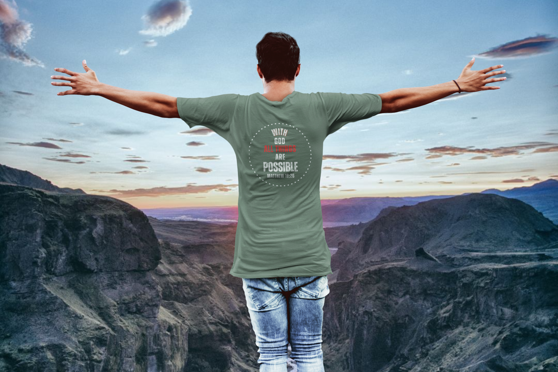 With God All Things Are Possible Shirt, Christian Bible Verse T-Shirt, Inspirational Faith Tee, Religious Gift for Her or Him, Gildan 64000