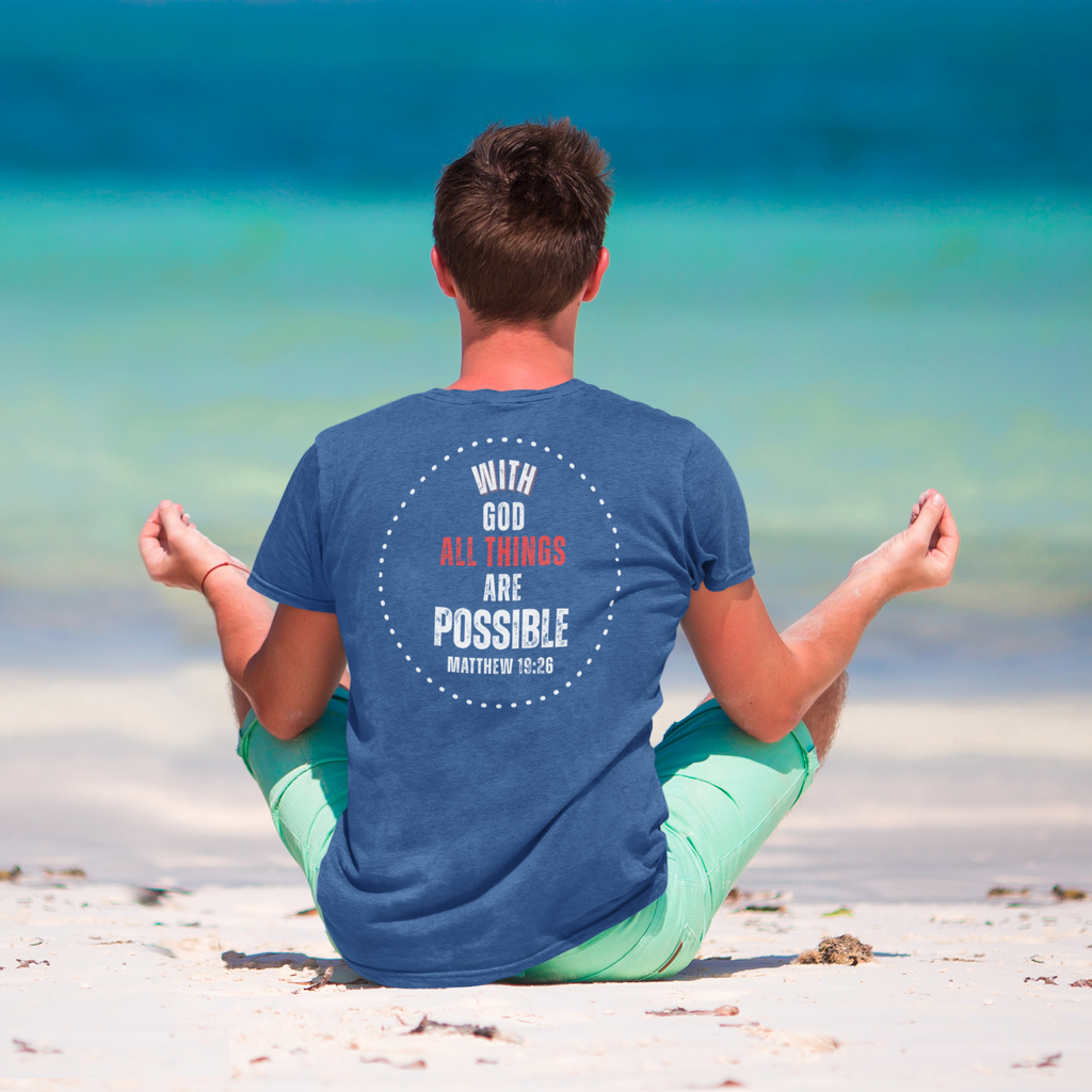 With God All Things Are Possible Shirt, Christian Bible Verse T-Shirt, Inspirational Faith Tee, Religious Gift for Her or Him, Gildan 64000