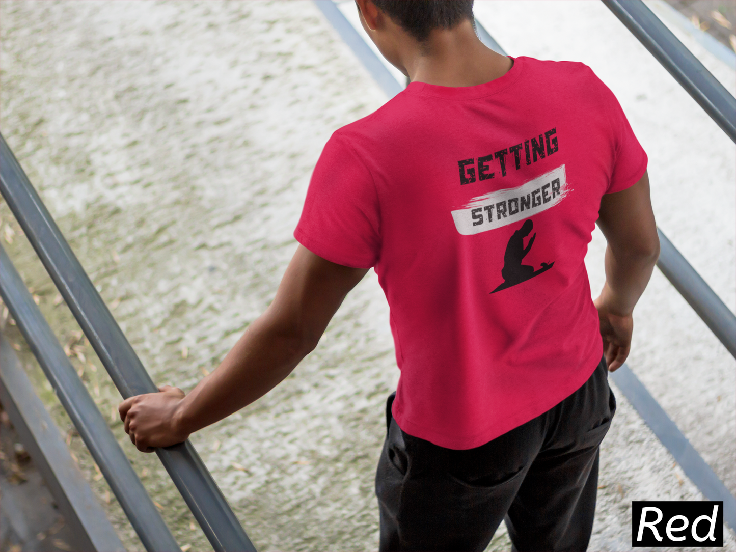 Getting Stronger Faith Shirt, Praying Workout Tee, Christian Gym Shirt, Religious Fitness Apparel, Faith and Strength T-Shirt