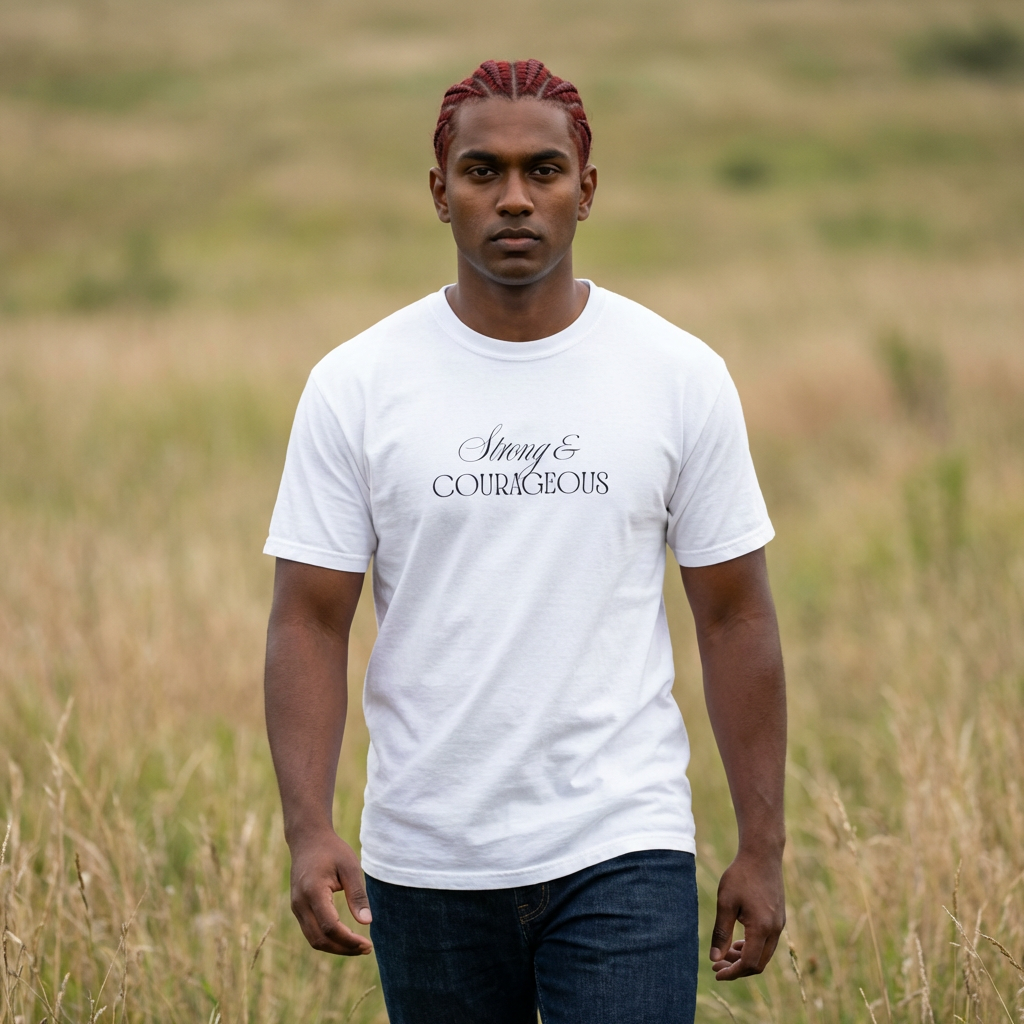 Strong and Courageous Christian Shirt – Joshua 1:9 Faith T-Shirt | Comfort Colors 1717