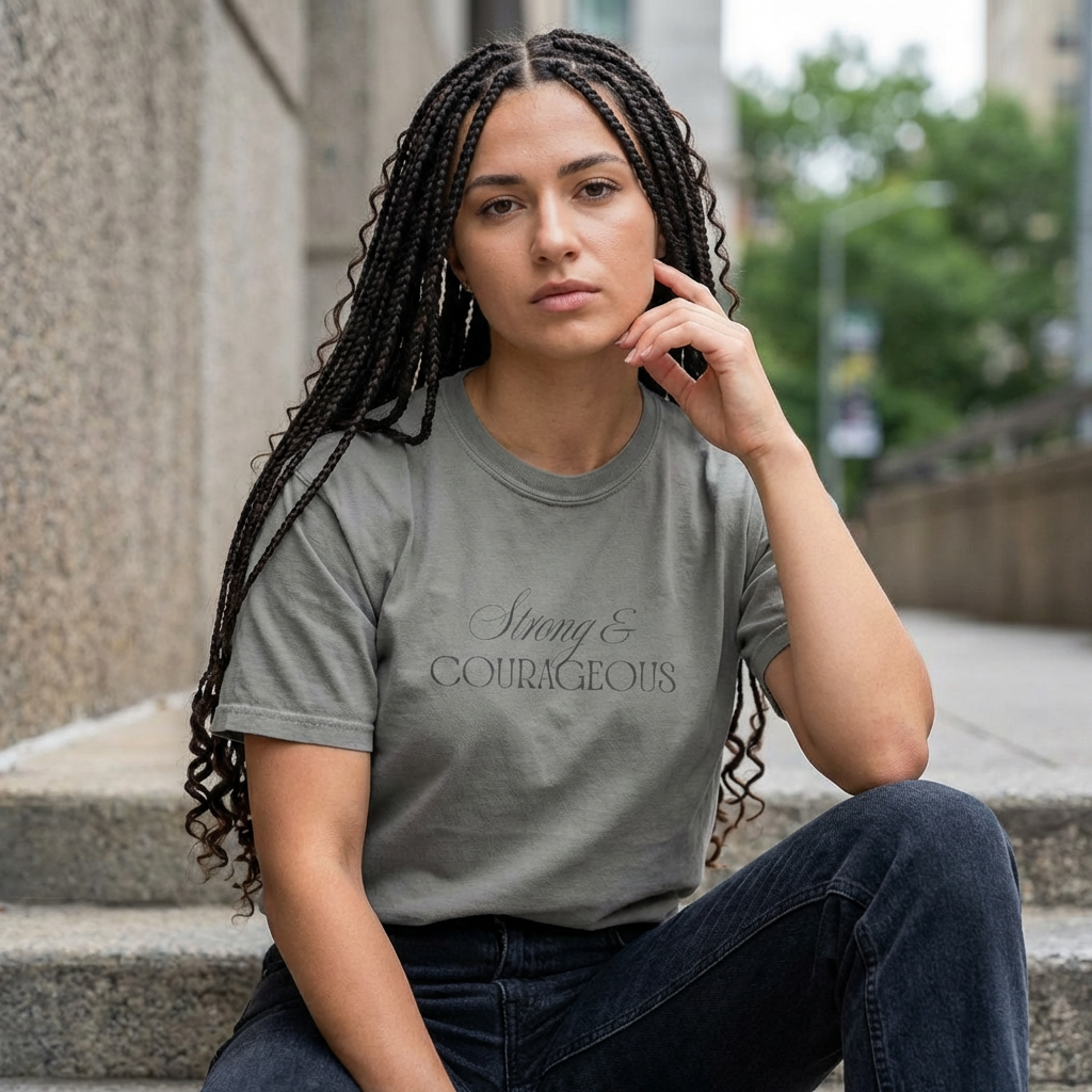Strong and Courageous Christian Shirt – Joshua 1:9 Faith T-Shirt | Comfort Colors 1717