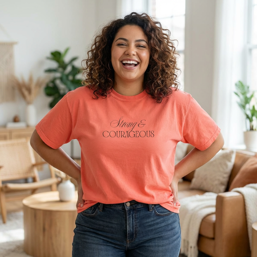 Strong and Courageous Christian Shirt – Joshua 1:9 Faith T-Shirt | Comfort Colors 1717
