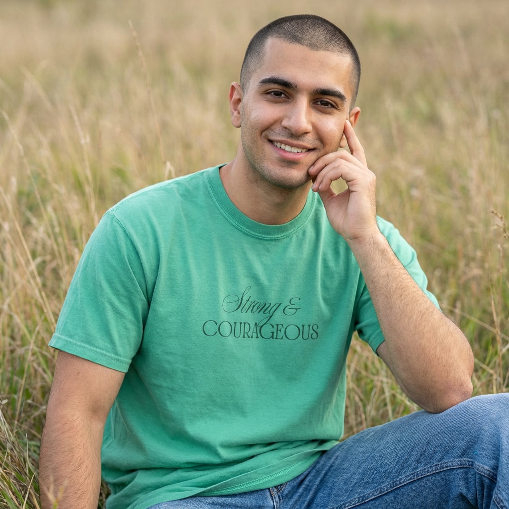 Strong and Courageous Christian Shirt – Joshua 1:9 Faith T-Shirt | Comfort Colors 1717