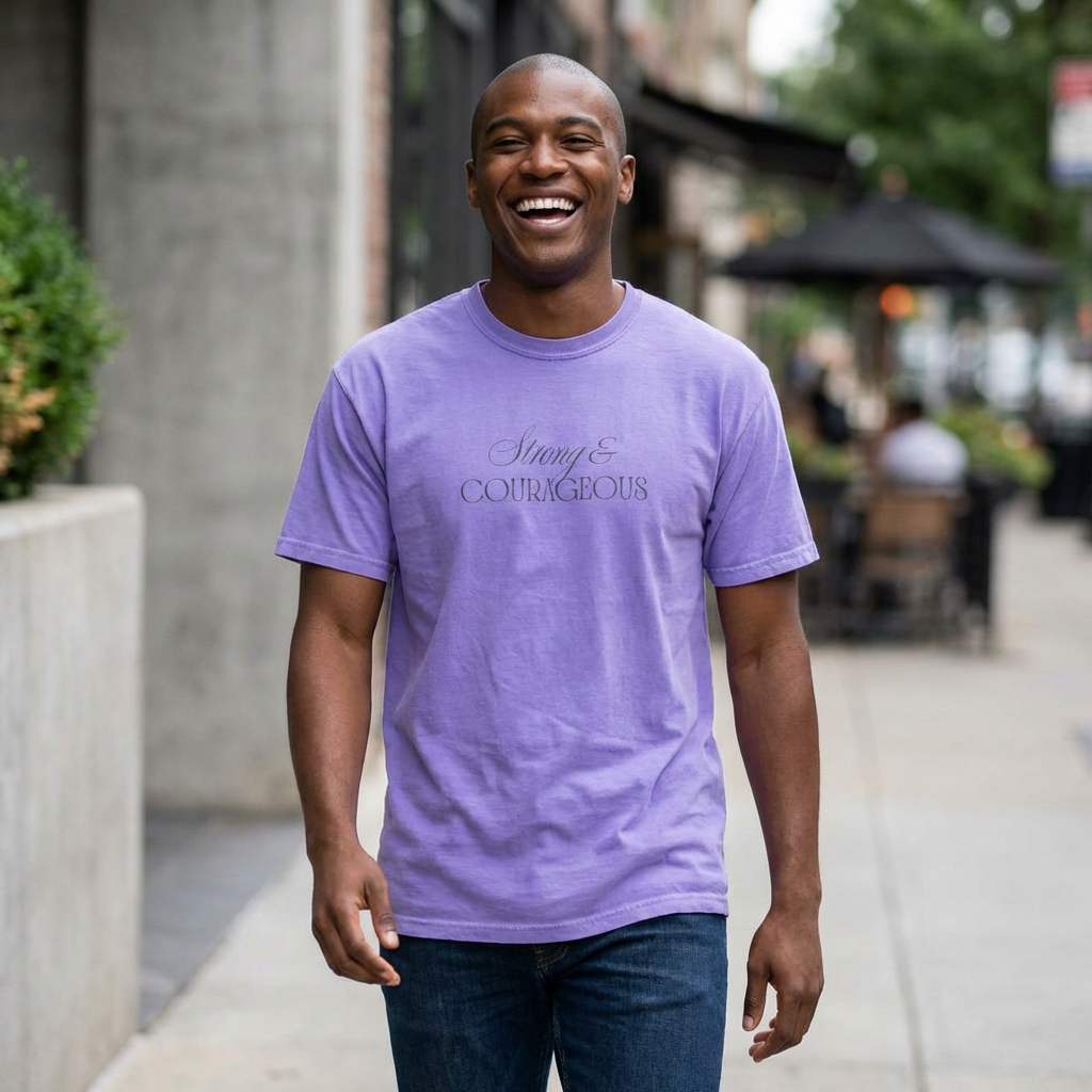 Strong and Courageous Christian Shirt – Joshua 1:9 Faith T-Shirt | Comfort Colors 1717