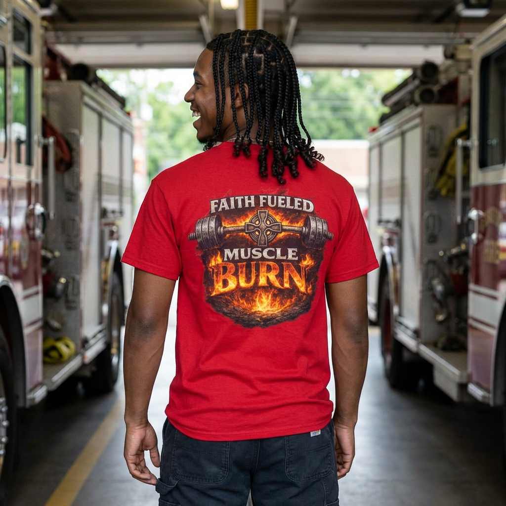 Faith Fueled Muscle Burn Shirt – Christian Gym T-Shirt | Faith Fitness Apparel | Comfort Colors 1717