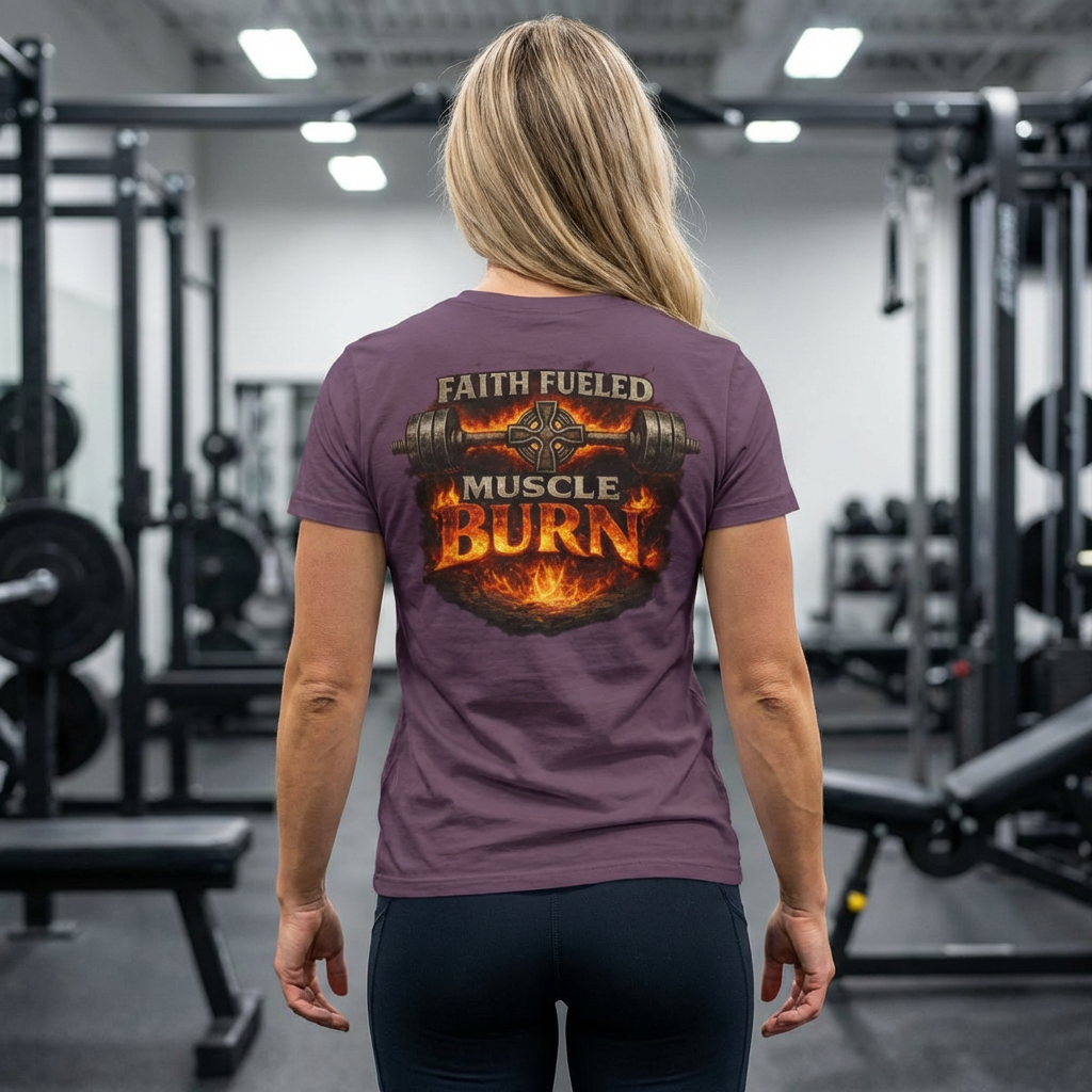 Faith Fueled Muscle Burn Shirt – Christian Gym T-Shirt | Faith Fitness Apparel | Comfort Colors 1717