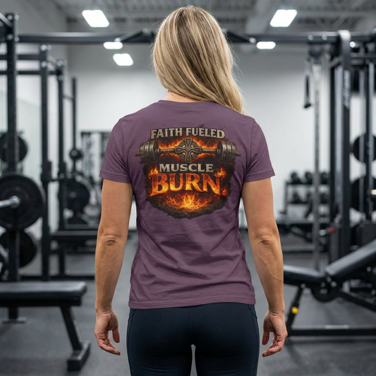 Faith Fueled Muscle Burn Shirt – Christian Gym T-Shirt | Faith Fitness Apparel | Comfort Colors 1717