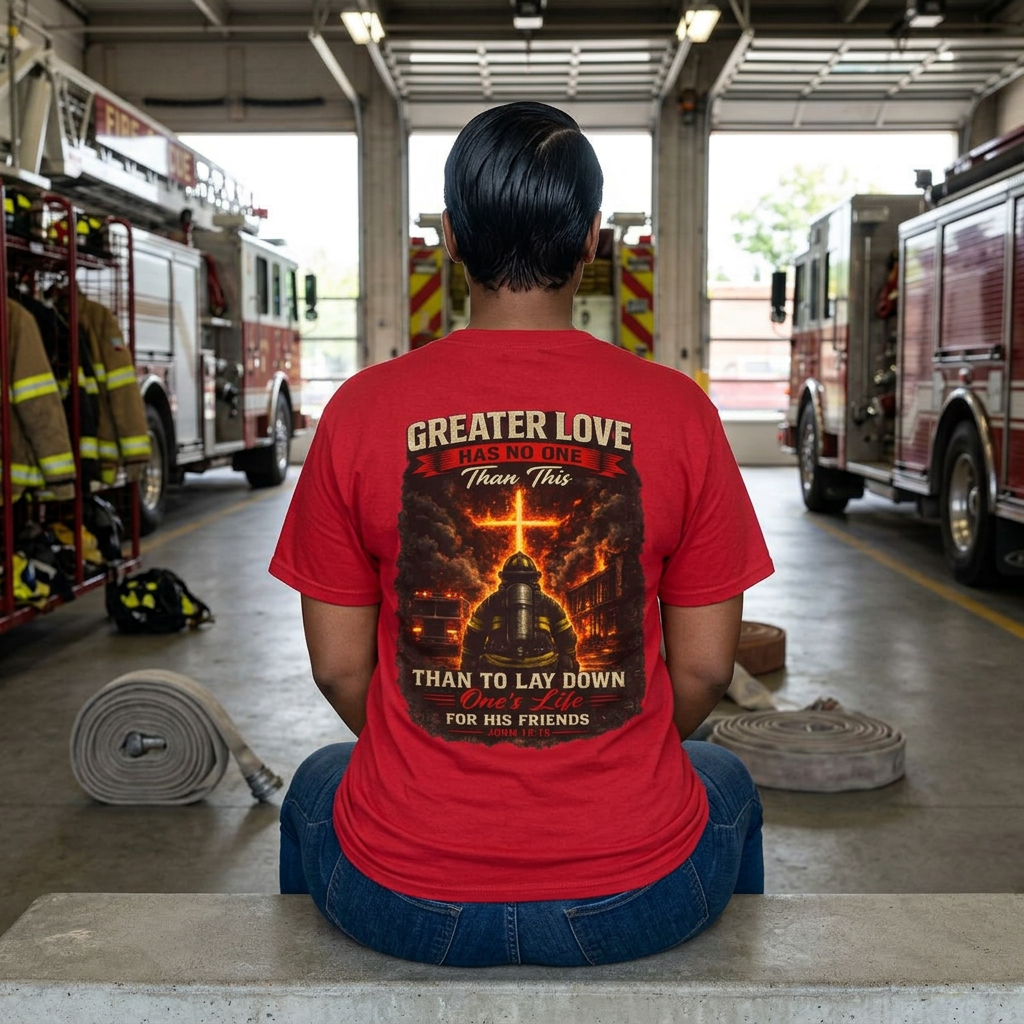 Greater Love Has No One Than This | John 15:13 Christian Firefighter Comfort Colors T-Shirt