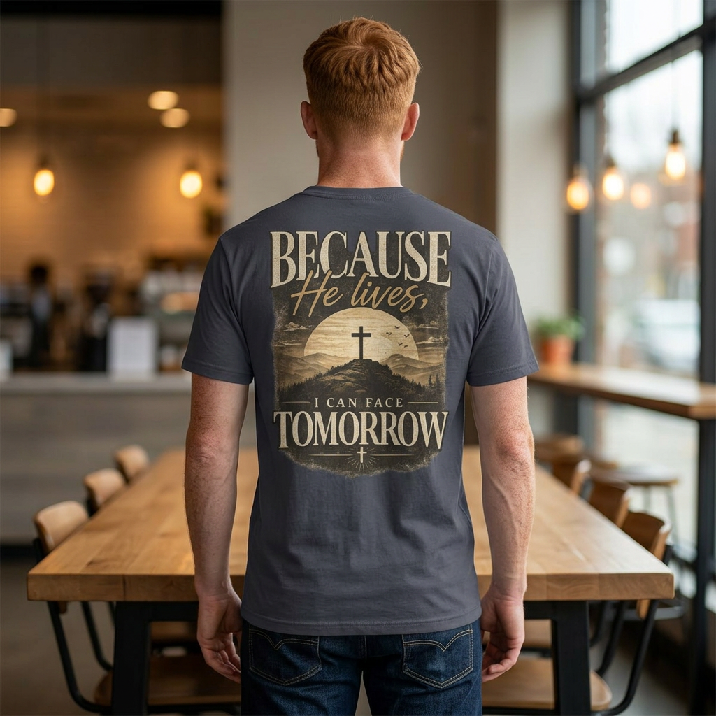 Because He Lives I Can Face Tomorrow Comfort Colors 1717 Shirt | Christian Easter Tee | Faith Based Clothing | Inspirational Religious Gift