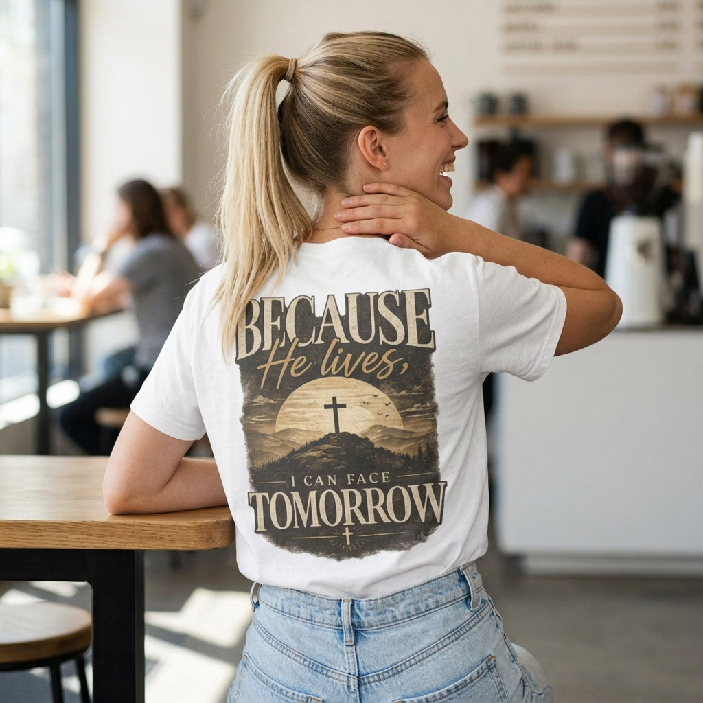 Because He Lives I Can Face Tomorrow Comfort Colors 1717 Shirt | Christian Easter Tee | Faith Based Clothing | Inspirational Religious Gift