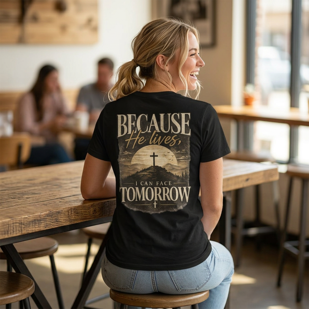 Because He Lives I Can Face Tomorrow Comfort Colors 1717 Shirt | Christian Easter Tee | Faith Based Clothing | Inspirational Religious Gift