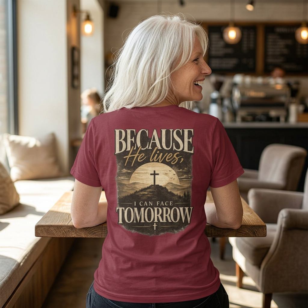 Because He Lives I Can Face Tomorrow Comfort Colors 1717 Shirt | Christian Easter Tee | Faith Based Clothing | Inspirational Religious Gift