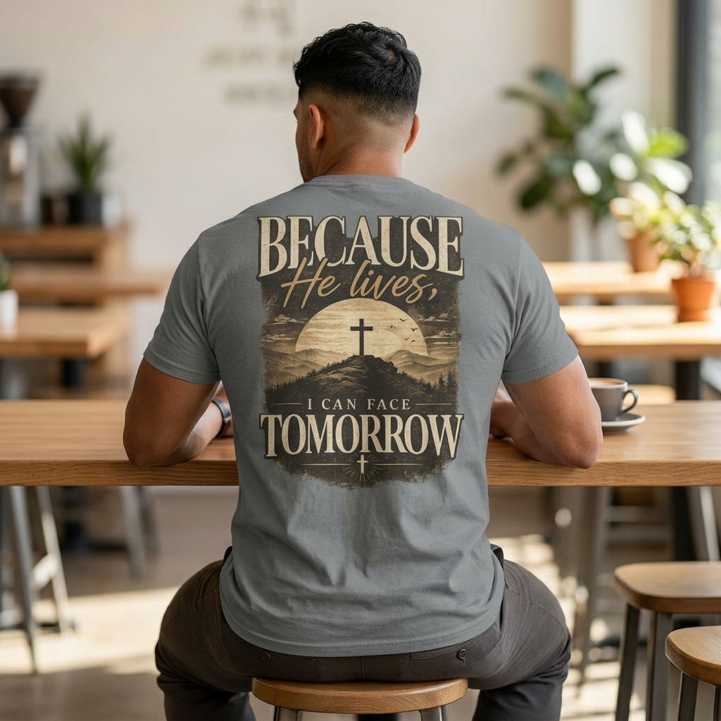 Because He Lives I Can Face Tomorrow Comfort Colors 1717 Shirt | Christian Easter Tee | Faith Based Clothing | Inspirational Religious Gift