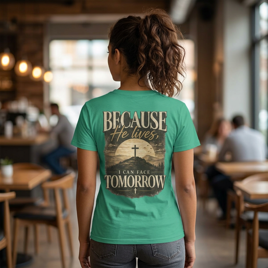 Because He Lives I Can Face Tomorrow Comfort Colors 1717 Shirt | Christian Easter Tee | Faith Based Clothing | Inspirational Religious Gift