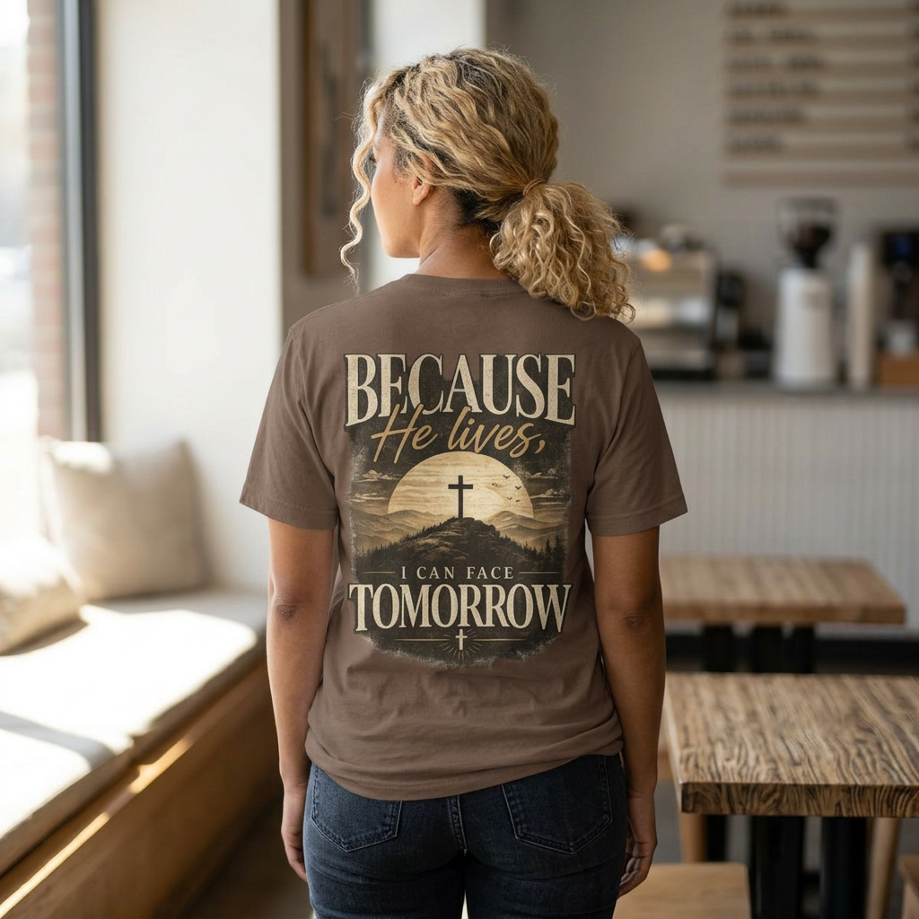 Because He Lives I Can Face Tomorrow Comfort Colors 1717 Shirt | Christian Easter Tee | Faith Based Clothing | Inspirational Religious Gift