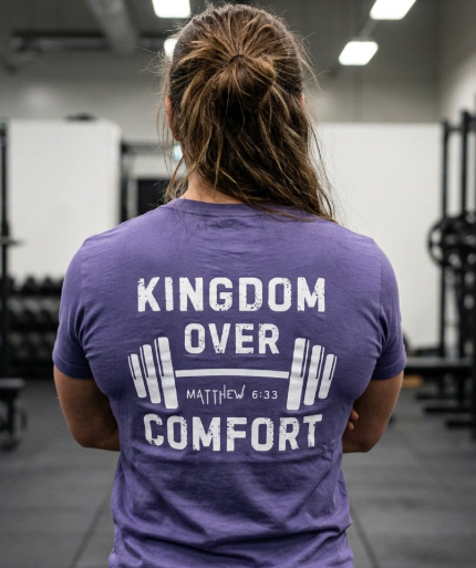 Kingdom Over Comfort Christian T-Shirt, Matthew 6:33 Gym Shirt, Faith Fitness Tee, Christian Workout Shirt, Gift for Athletes